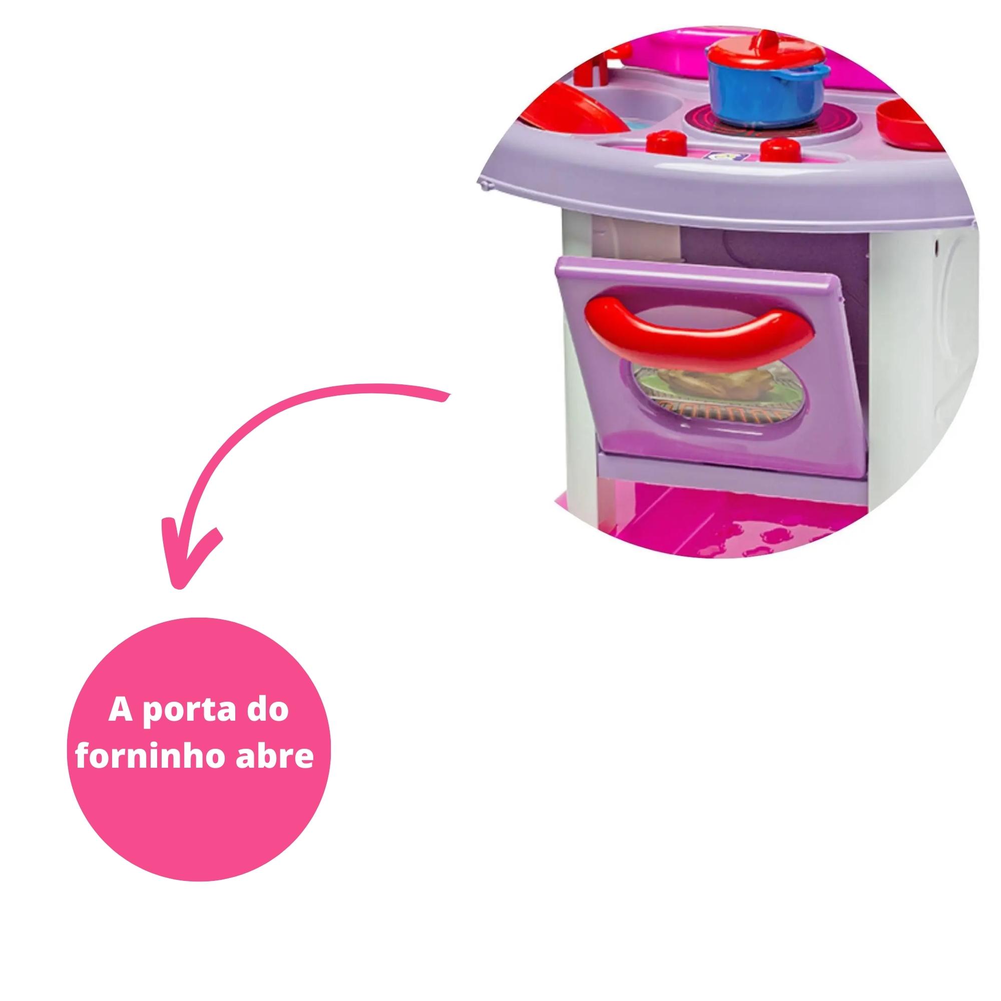 Brinquedo Cozinha Play Time 71cm em Plástico c/ Forninho e Acessórios Cotiplas - 2008
