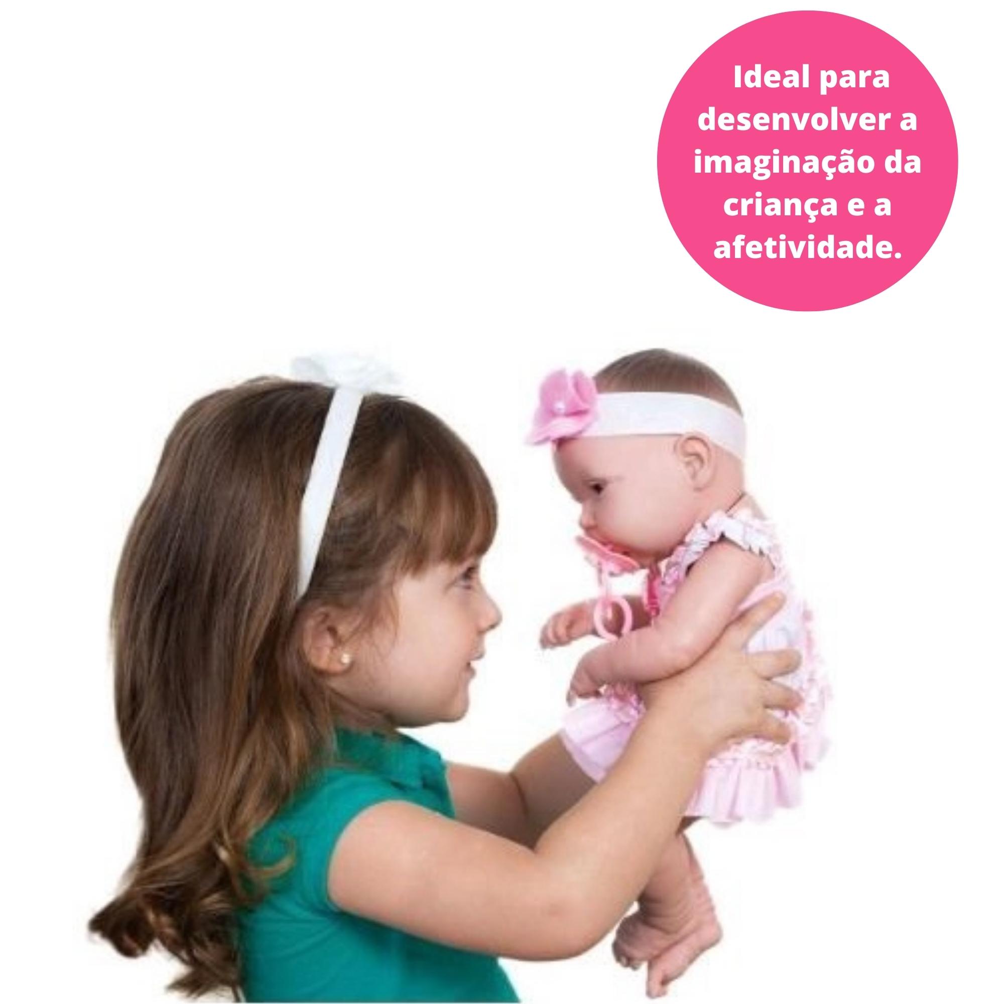 Boneca Baby Ninos Plástico Vinil 37,5cm Acessórios Chupeta Certidão de Nascimento Cotiplas 2032