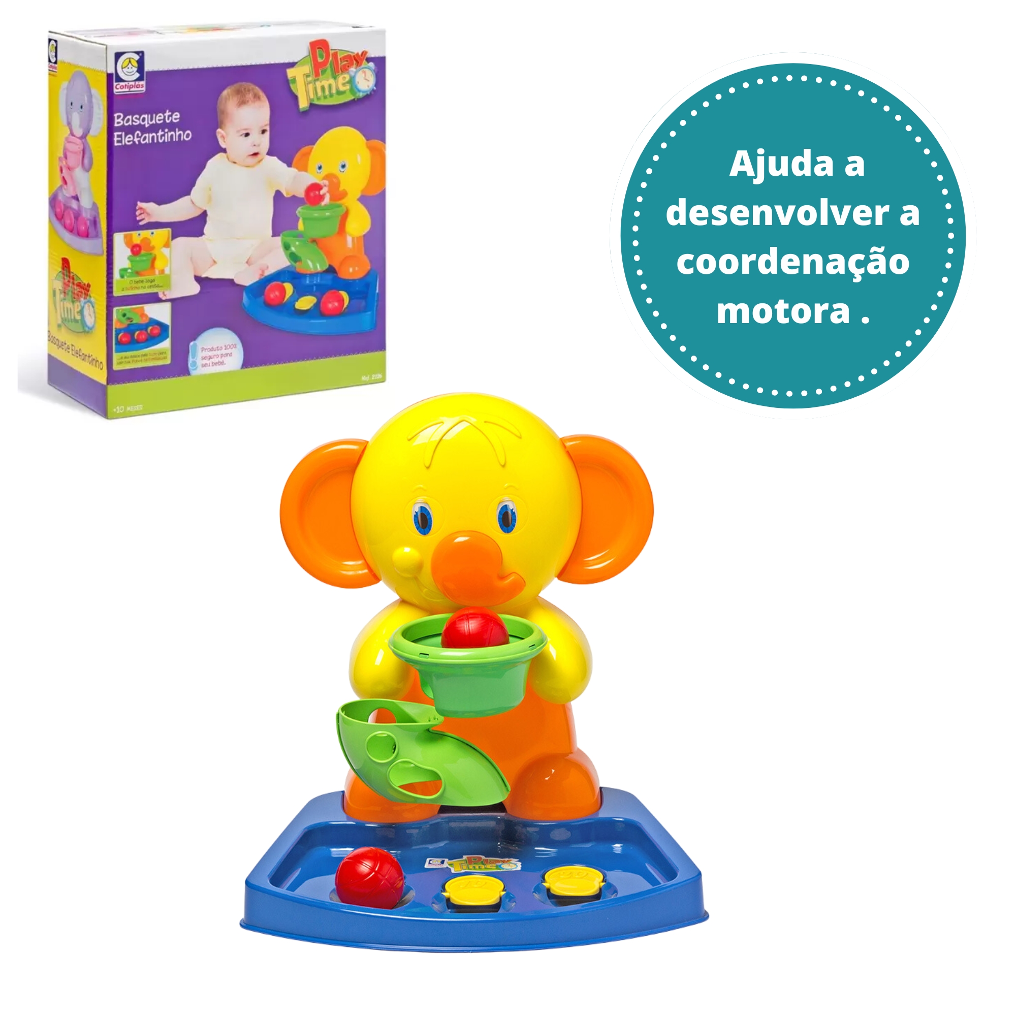 Brinquedo Play Time Basquete Elefante 35cm Plástico Cotiplas - 2126