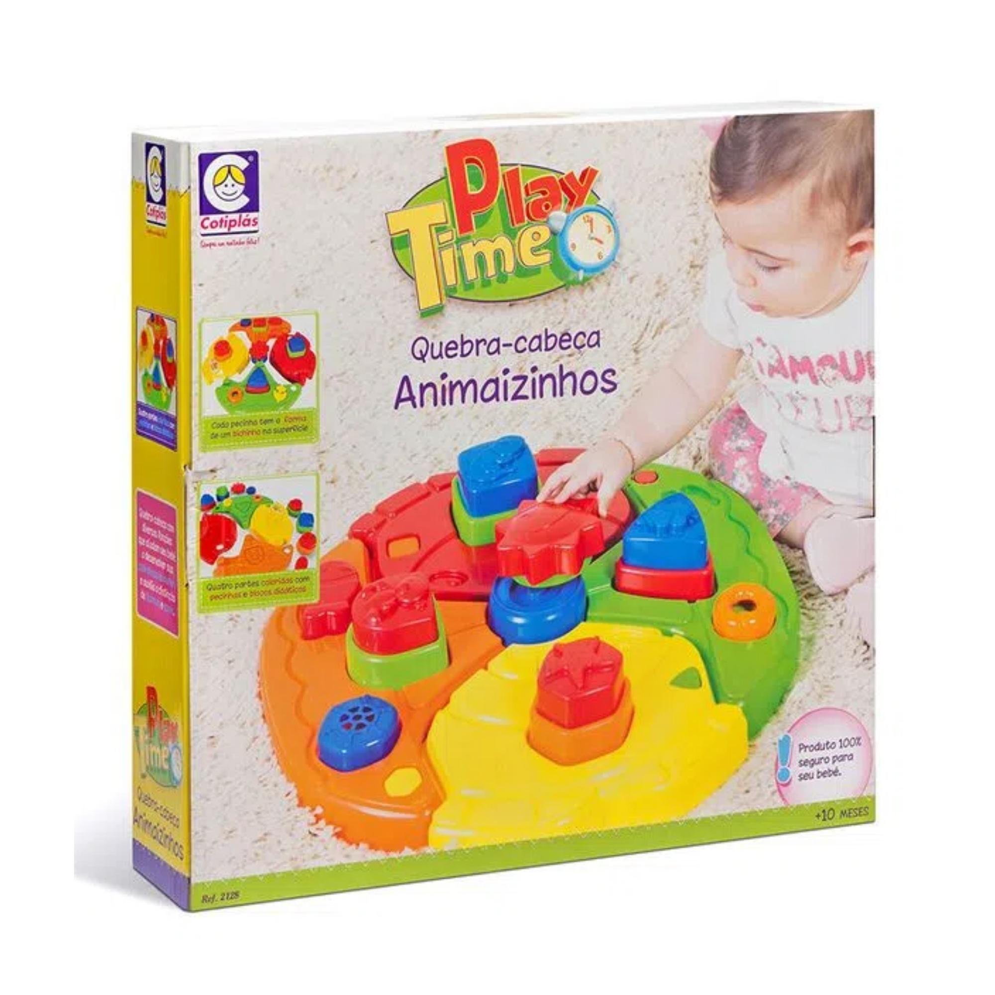 Brinquedo Play Time Quebra Cabeça Didático 19 Peças Coloridas com Desenhos Cotiplas - 2128