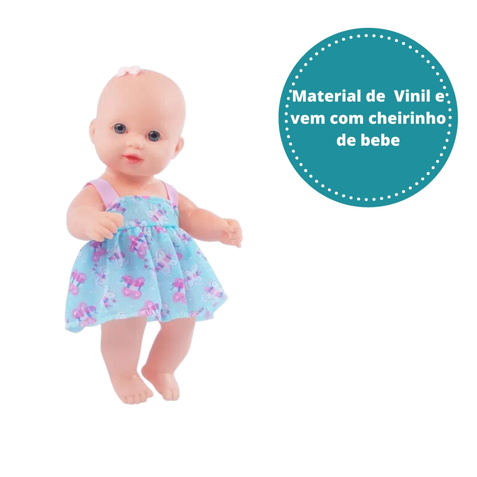 Boneca Coleção Baby Junior Fofinha 27cm em Vinil Cotiplas - 2195