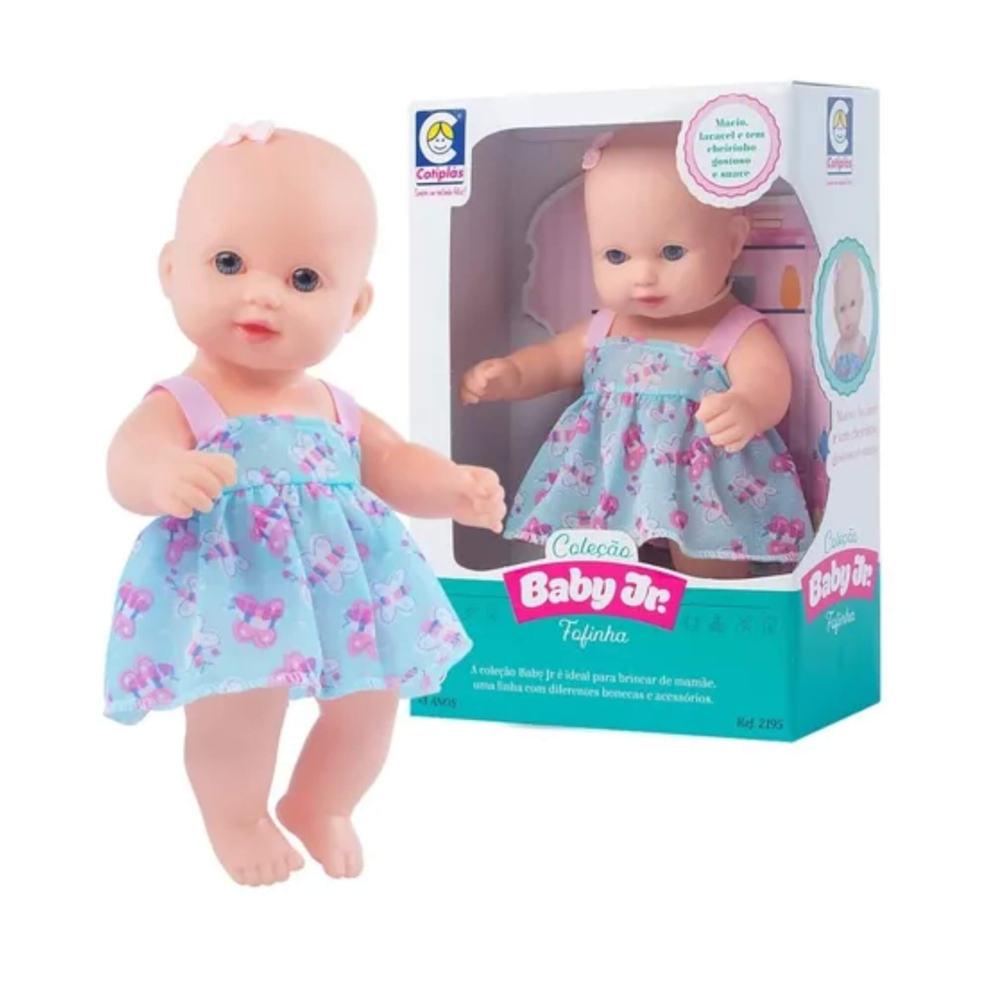 Boneca Coleção Baby Junior Fofinha 27cm em Vinil Cotiplas - 2195