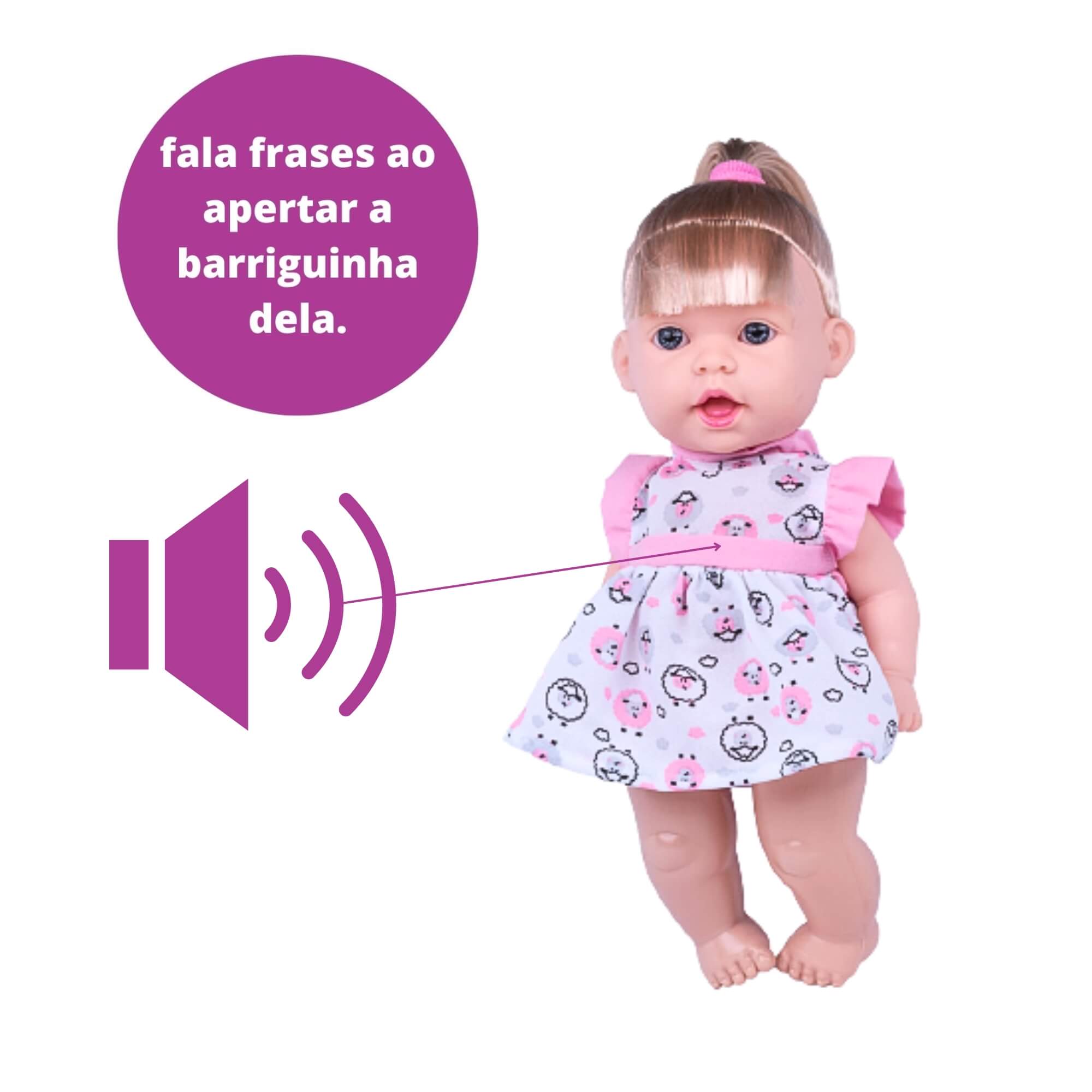 Brinquedo Boneca Sonho Azul Loira Fala Diversas Frases Plástico Vinil 3+ Anos Cotiplas - 2200