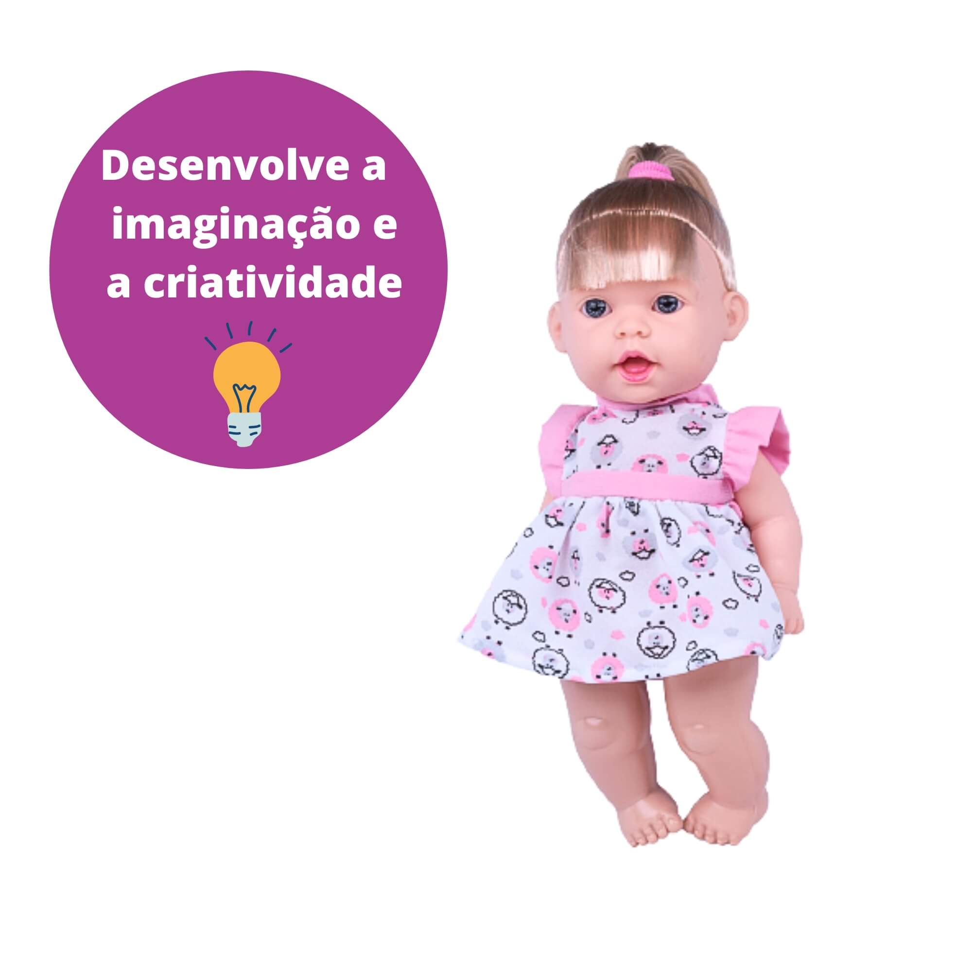 Brinquedo Boneca Sonho Azul Loira Fala Diversas Frases Plástico Vinil 3+ Anos Cotiplas - 2200