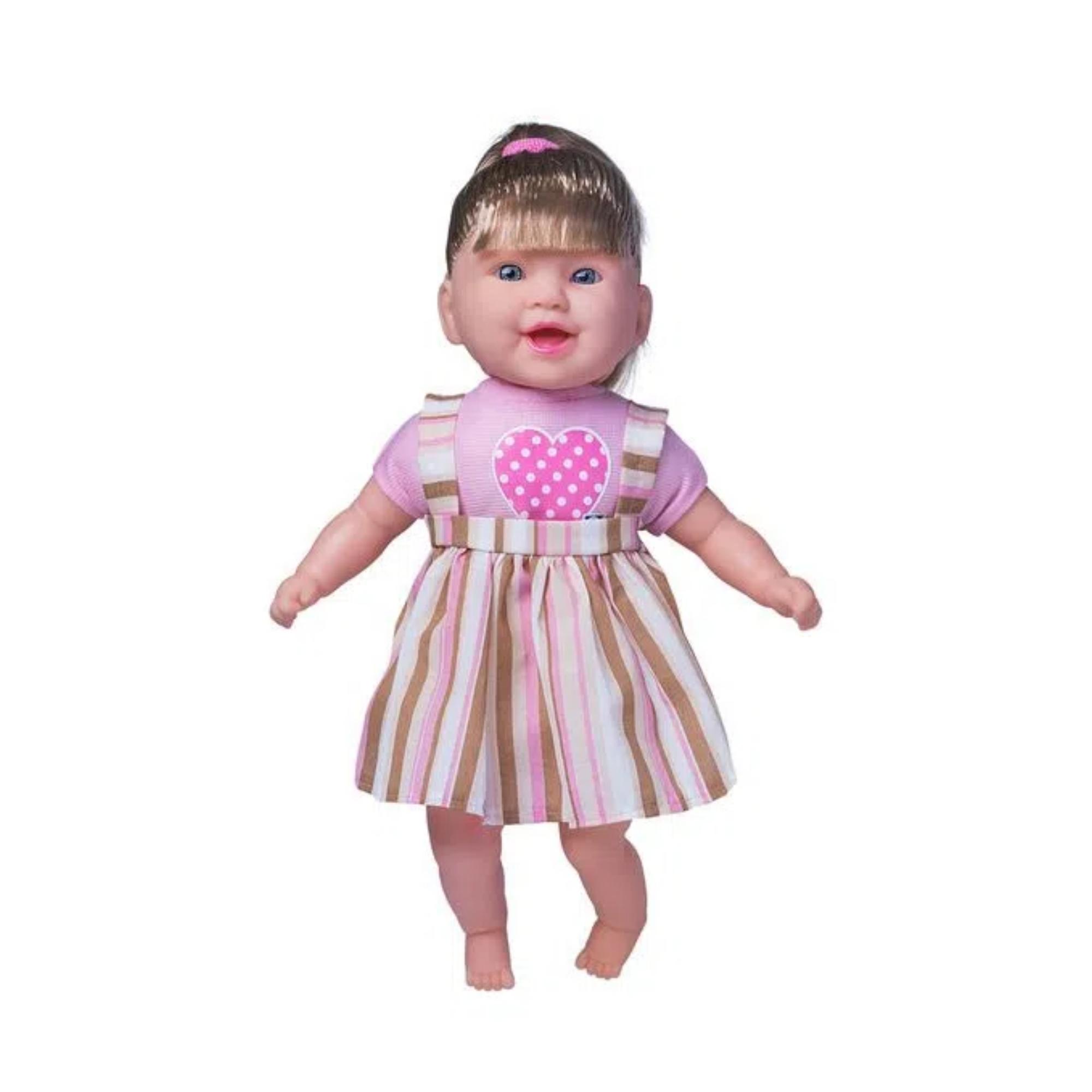 Brinquedo Boneca Plástico Vinil Corpo Tecido 44cm Fala 115 Frases c/ Bateria +3 anos Cotiplas - 2255