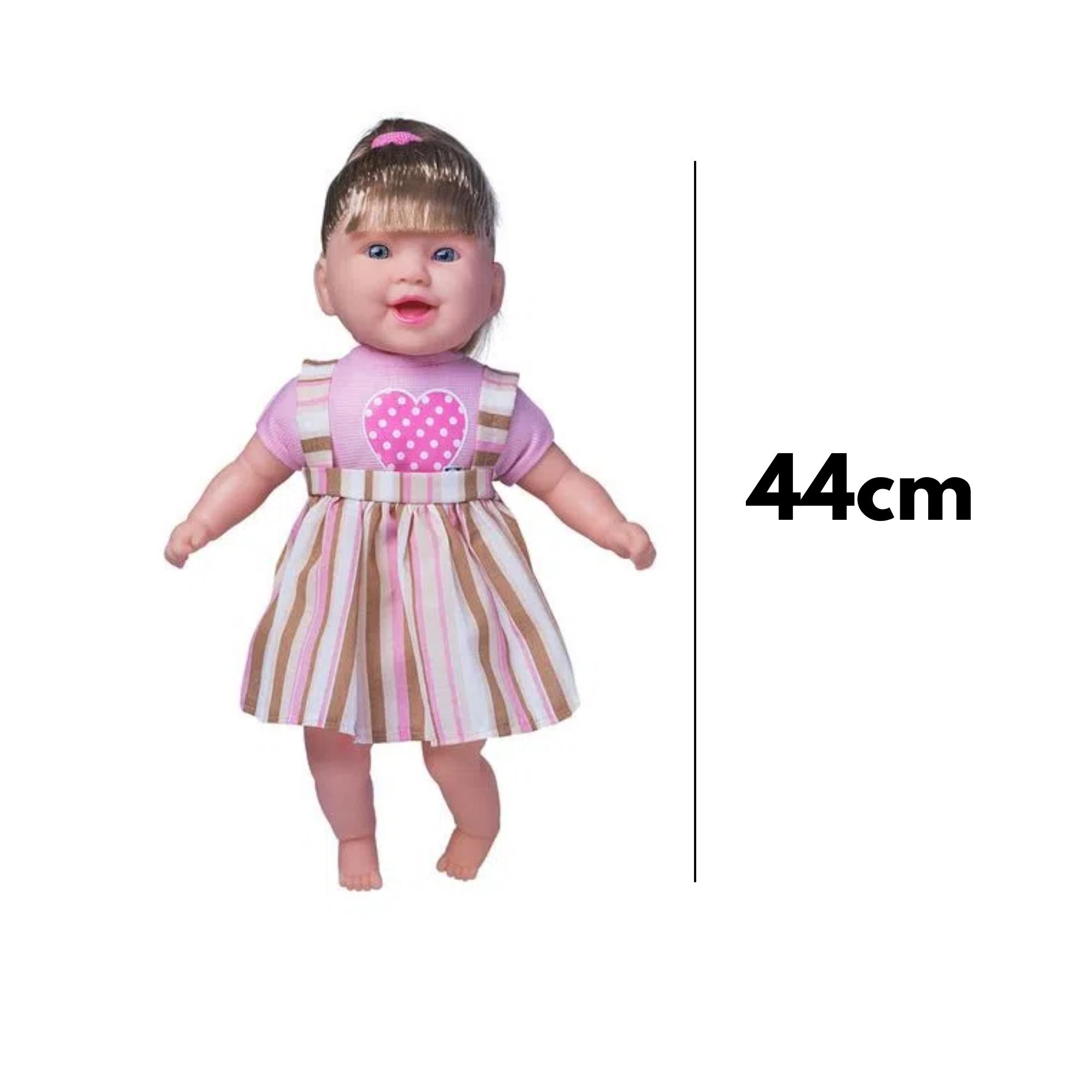 Brinquedo Boneca Plástico Vinil Corpo Tecido 44cm Fala 115 Frases c/ Bateria +3 anos Cotiplas - 2255