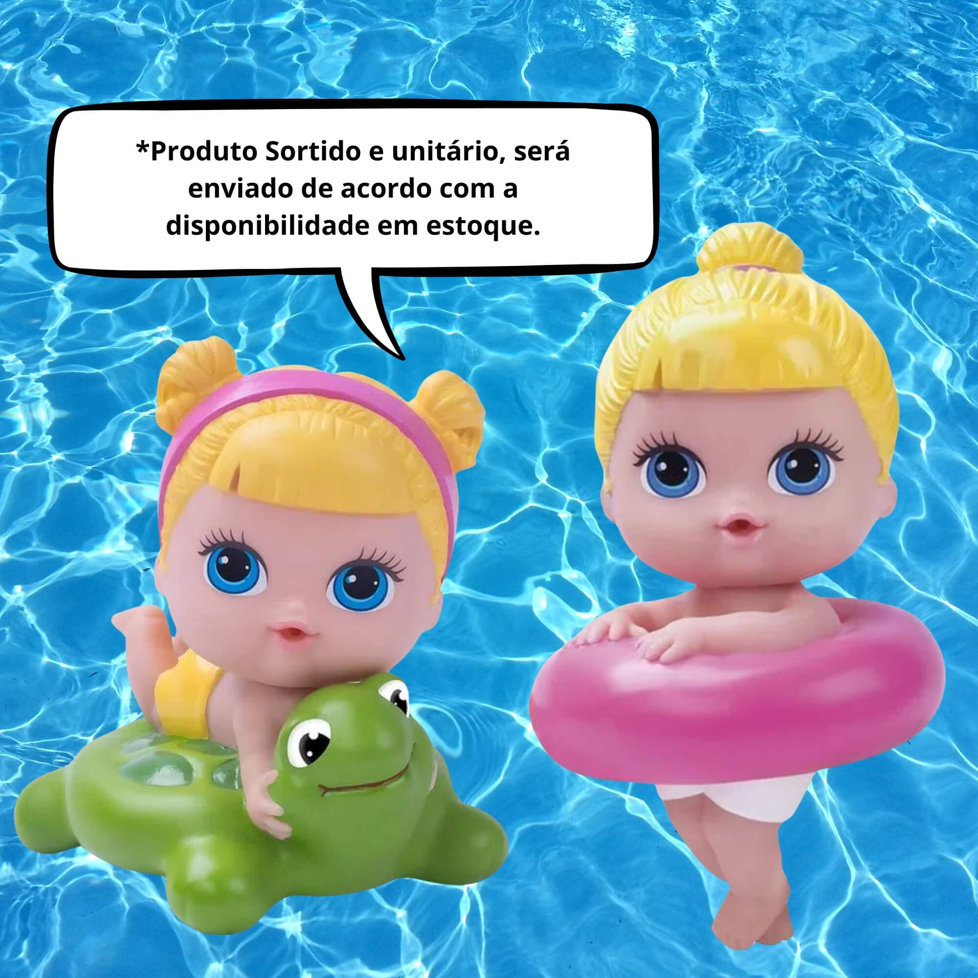 Brinquedo Boneca Lil Cutes Banho com Boia em Plástico Vinil 14cm Sortida e Unitária Cotiplas - 2325