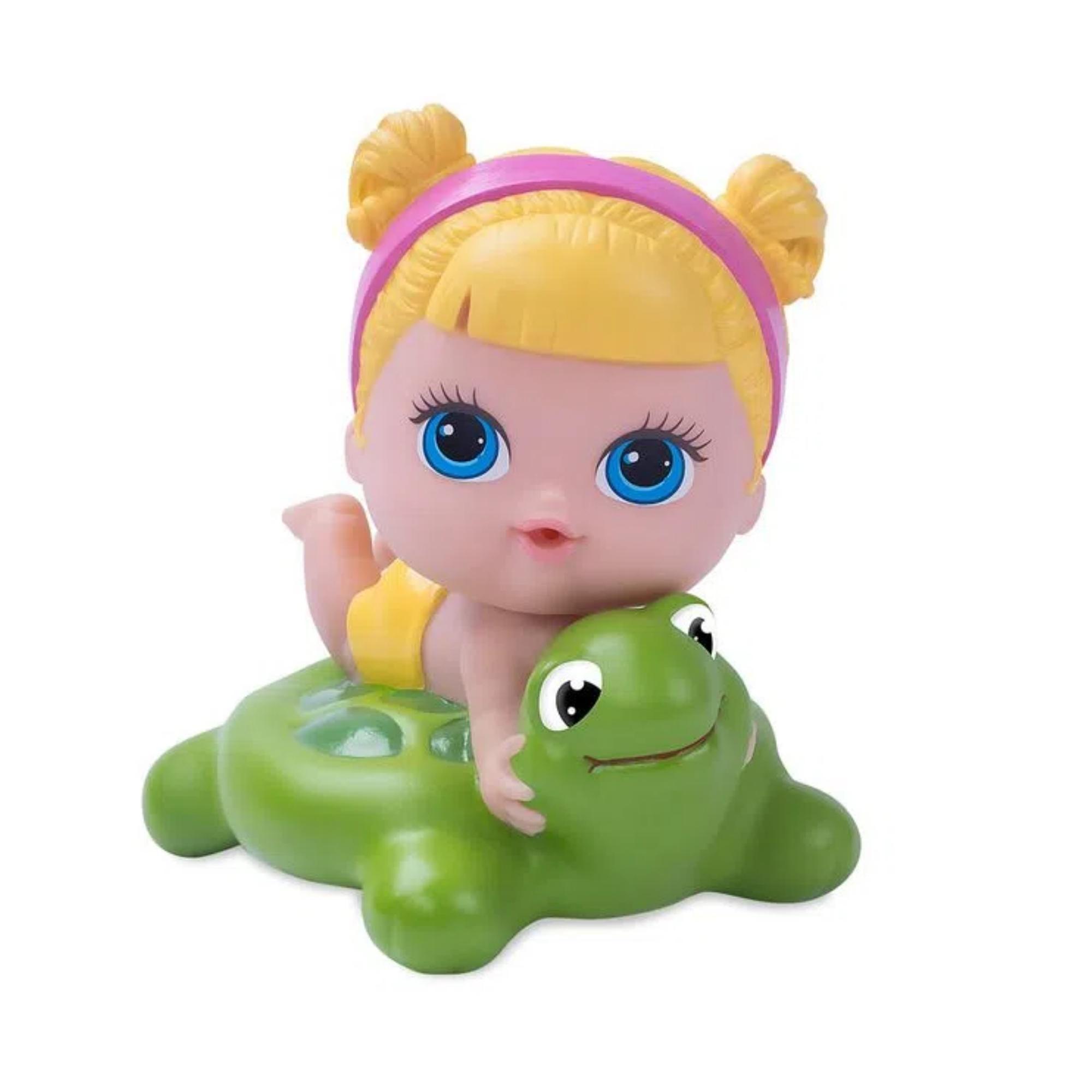 Brinquedo Boneca Lil Cutes Banho com Boia em Plástico Vinil 14cm Sortida e Unitária Cotiplas - 2325