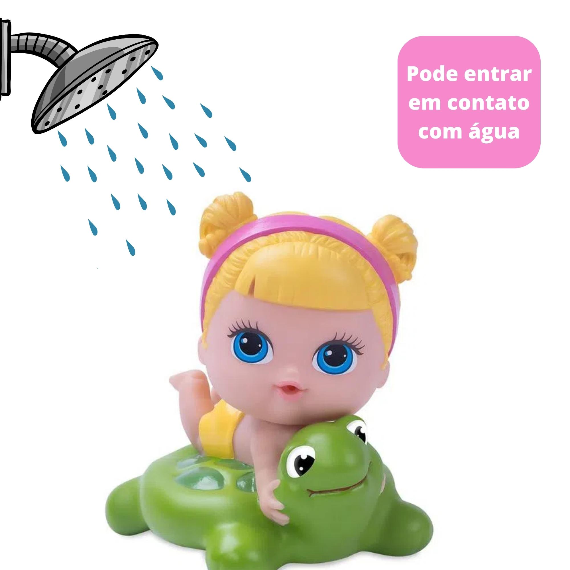 Brinquedo Boneca Lil Cutes Banho com Boia em Plástico Vinil 14cm Sortida e Unitária Cotiplas - 2325