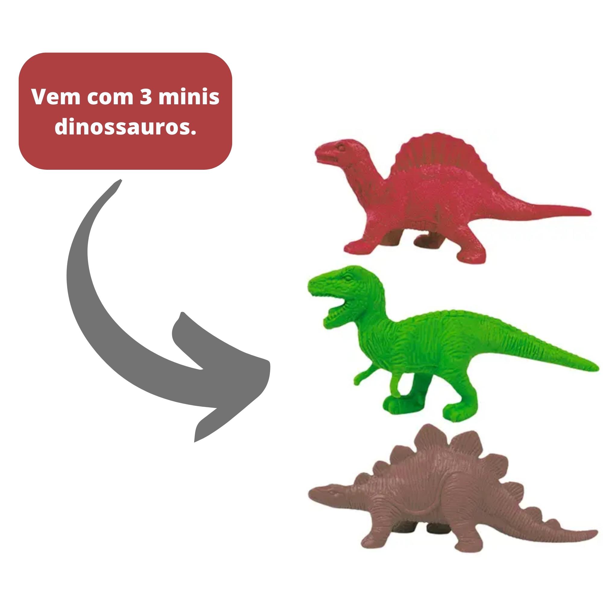 Brinquedo Boneco Dino World Babys T Rex c/ 3 Mini Dinossaurinhos Emite Som 16cm Cotiplas 2338