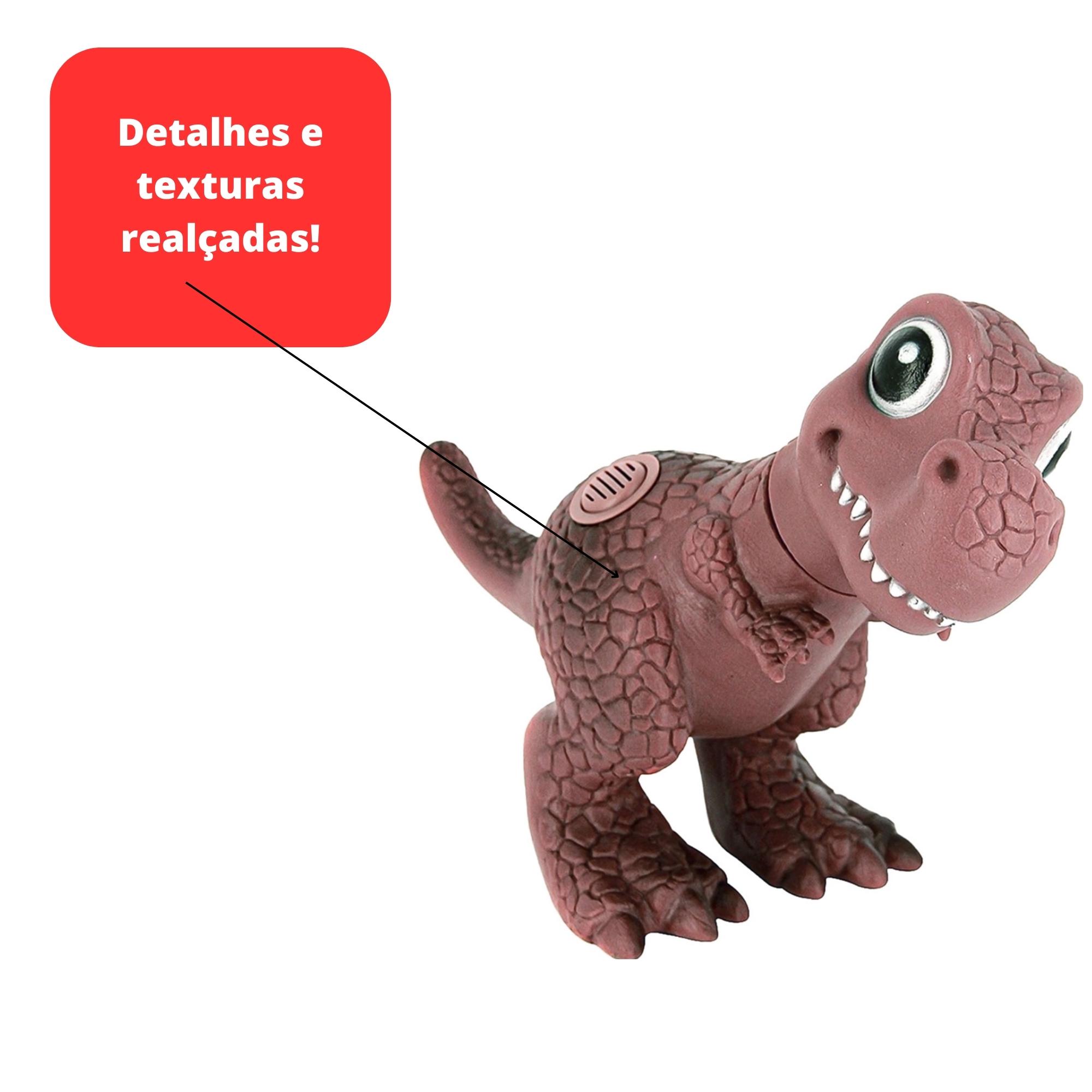 Brinquedo Boneco Dino World Babys T Rex c/ 3 Mini Dinossaurinhos Emite Som 16cm Cotiplas 2338