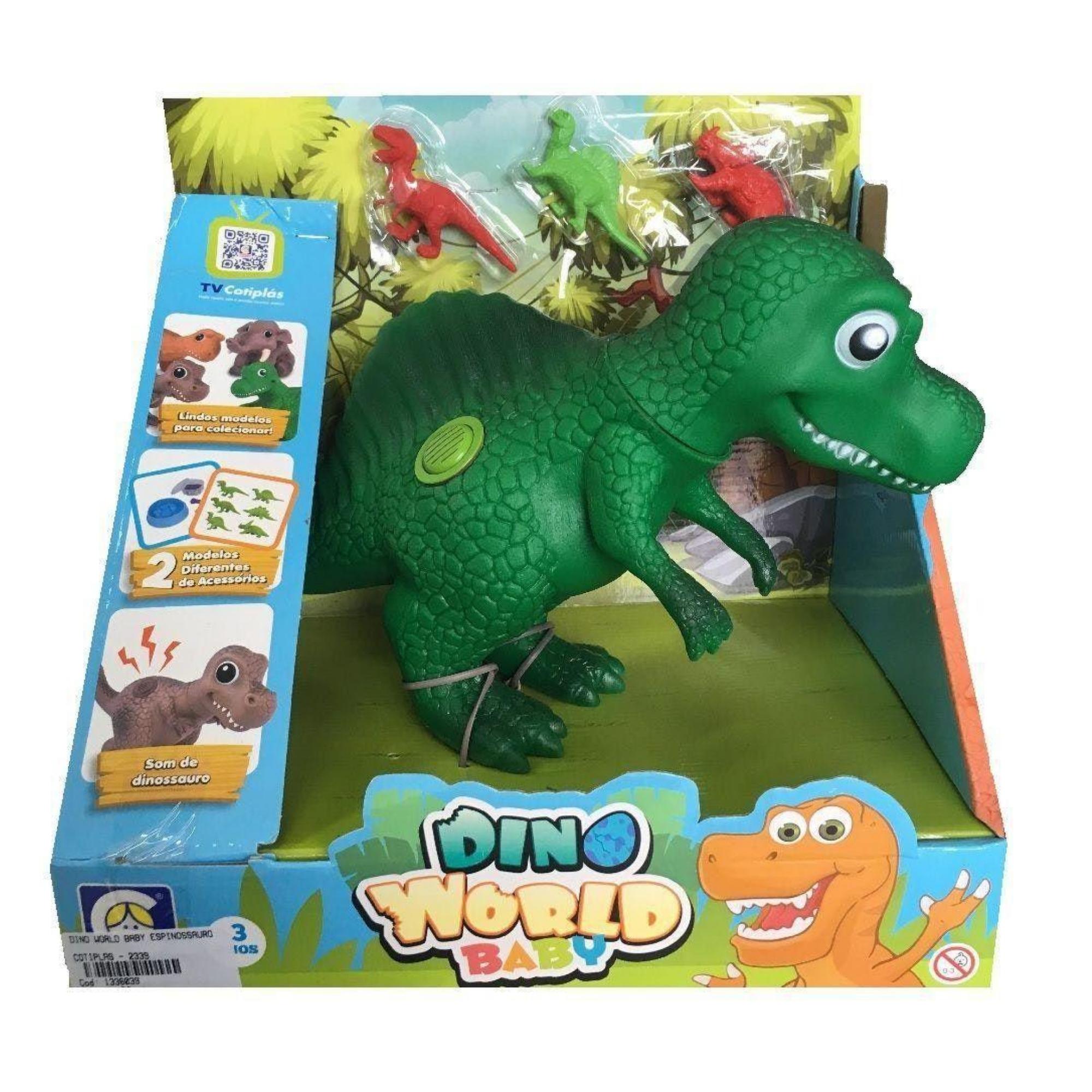 Brinquedo Dinossauro World Babys Espinossauro com Som de Dinossauro 19,5cm Verde Cotiplas - 2339