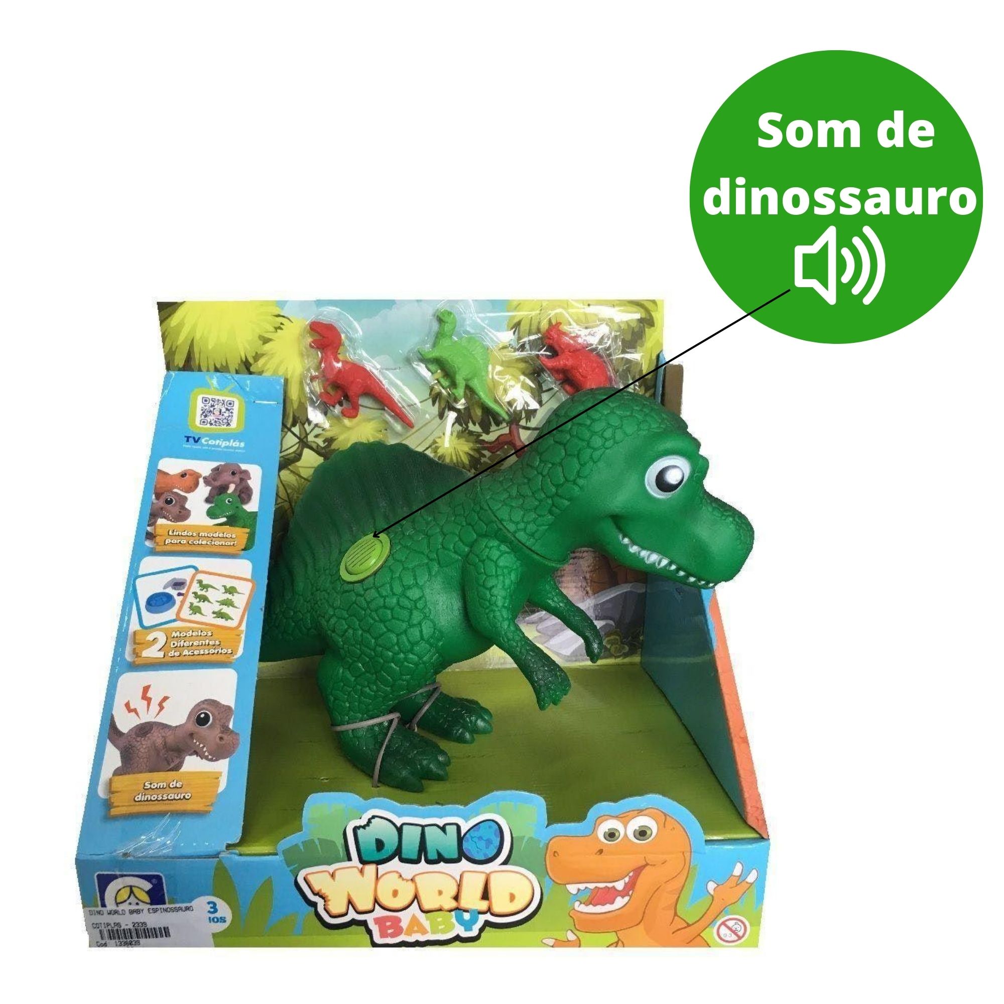 Brinquedo Dinossauro World Babys Espinossauro com Som de Dinossauro 19,5cm Verde Cotiplas - 2339