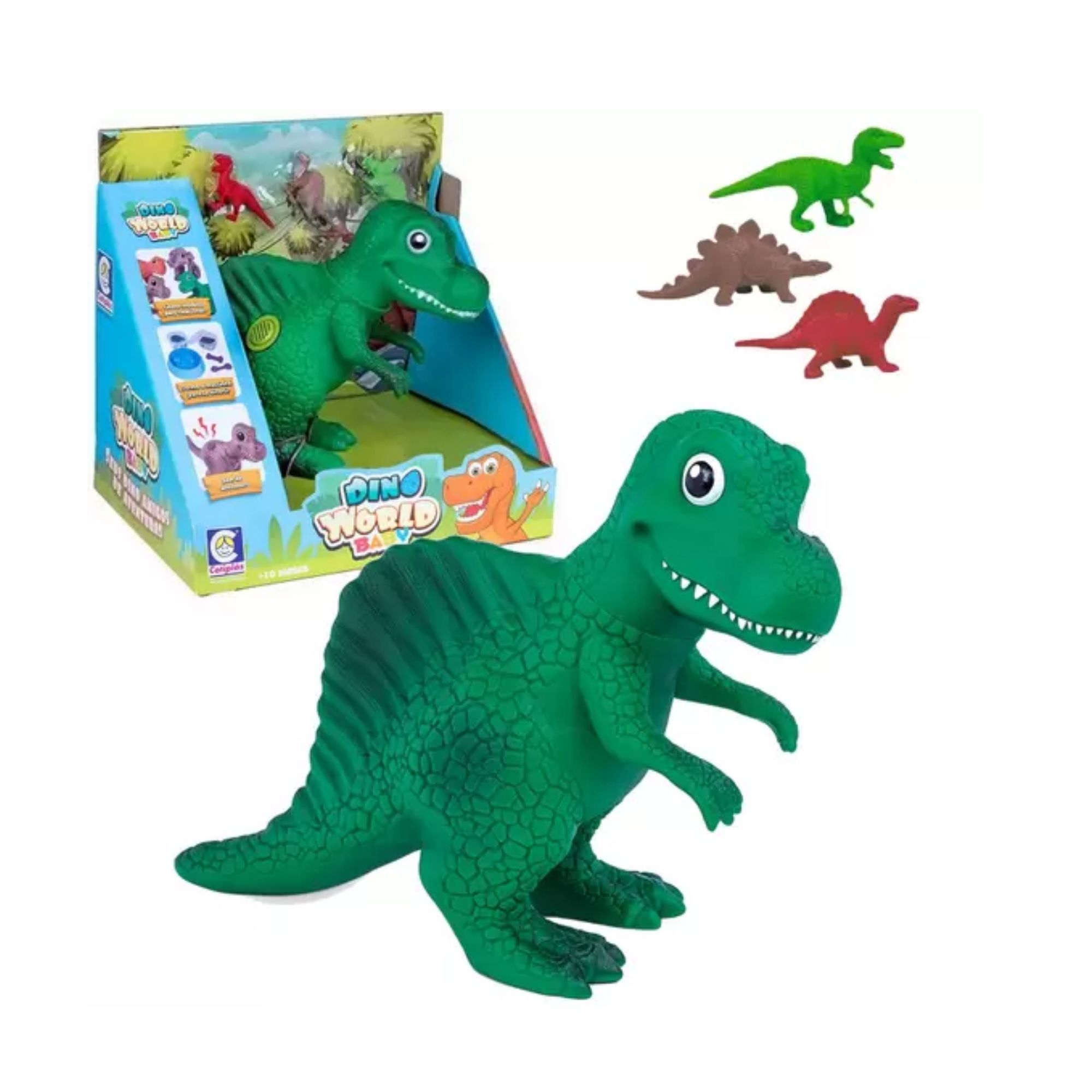 Brinquedo Dinossauro World Babys Espinossauro com Som de Dinossauro 19,5cm Verde Cotiplas - 2339