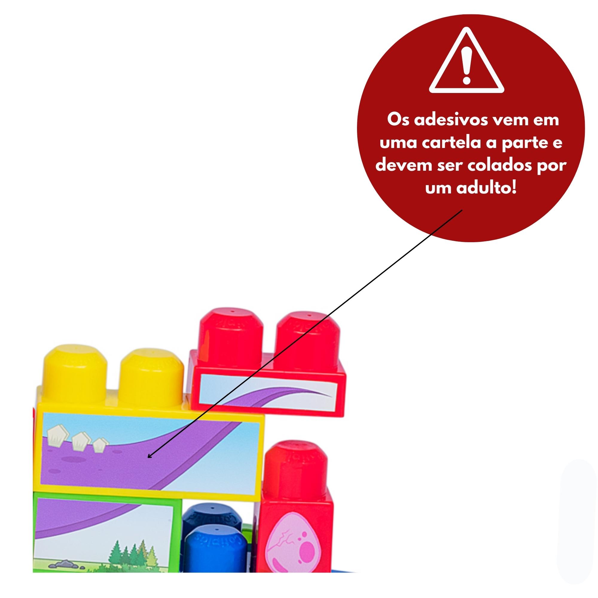 Coti Block Dinossauro Brinquedo Montar pré-histórico 21cm 20 Peças + Adesivos Cotiplas 2350