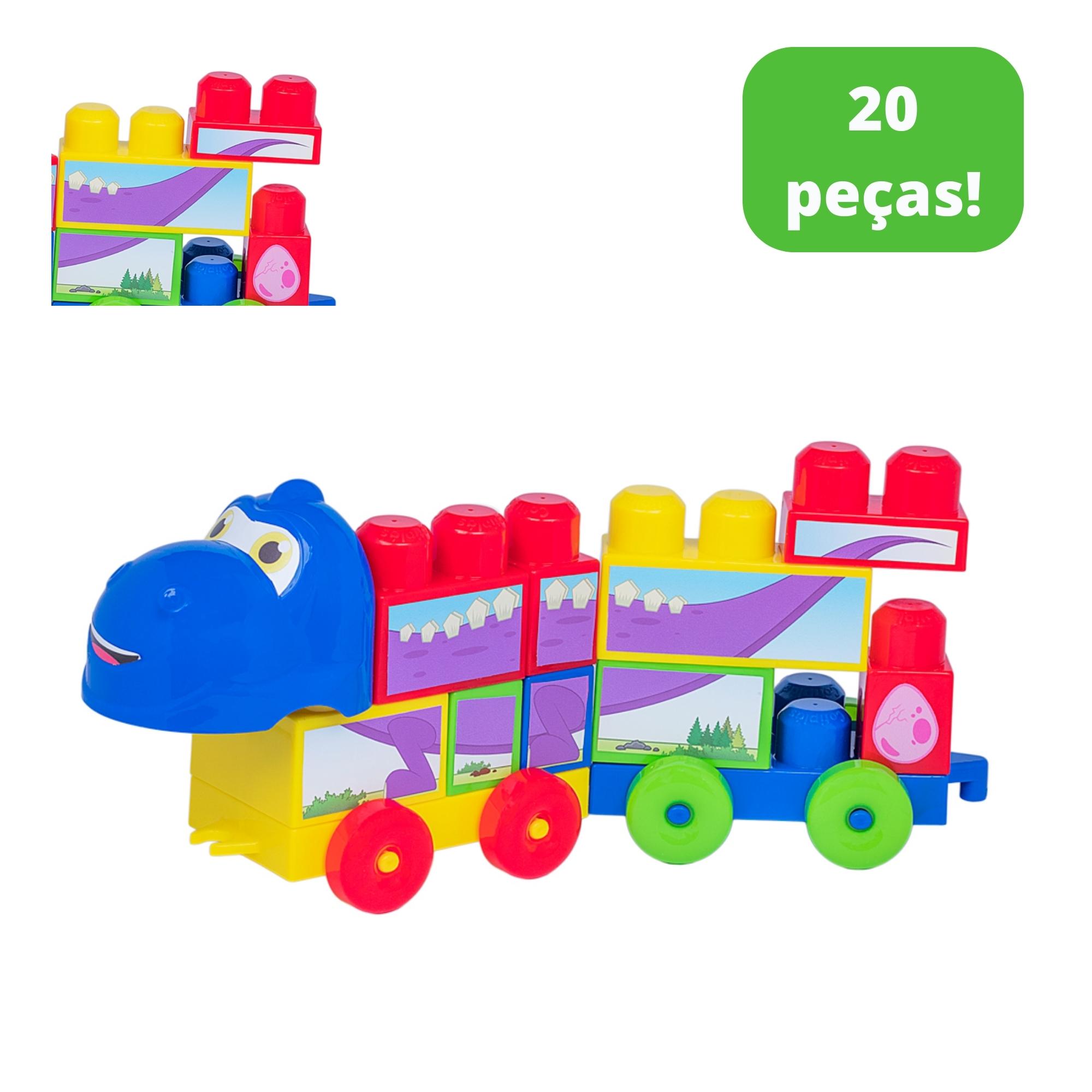 Coti Block Dinossauro Brinquedo Montar pré-histórico 21cm 20 Peças + Adesivos Cotiplas 2350