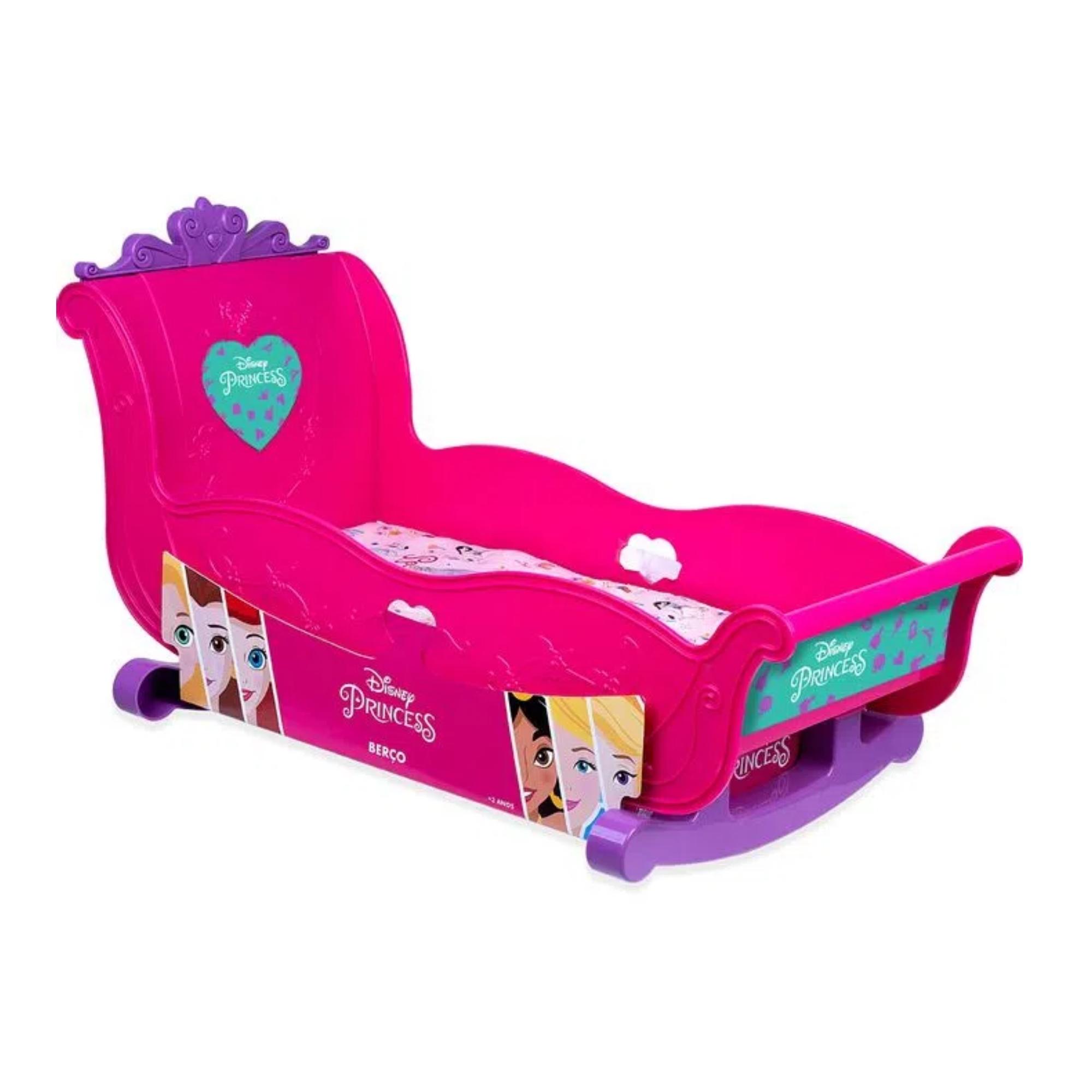 Brinquedo Bercinho para Bonecas Princesas Disney 36cm Plástico Rosa Cotiplas - 2455