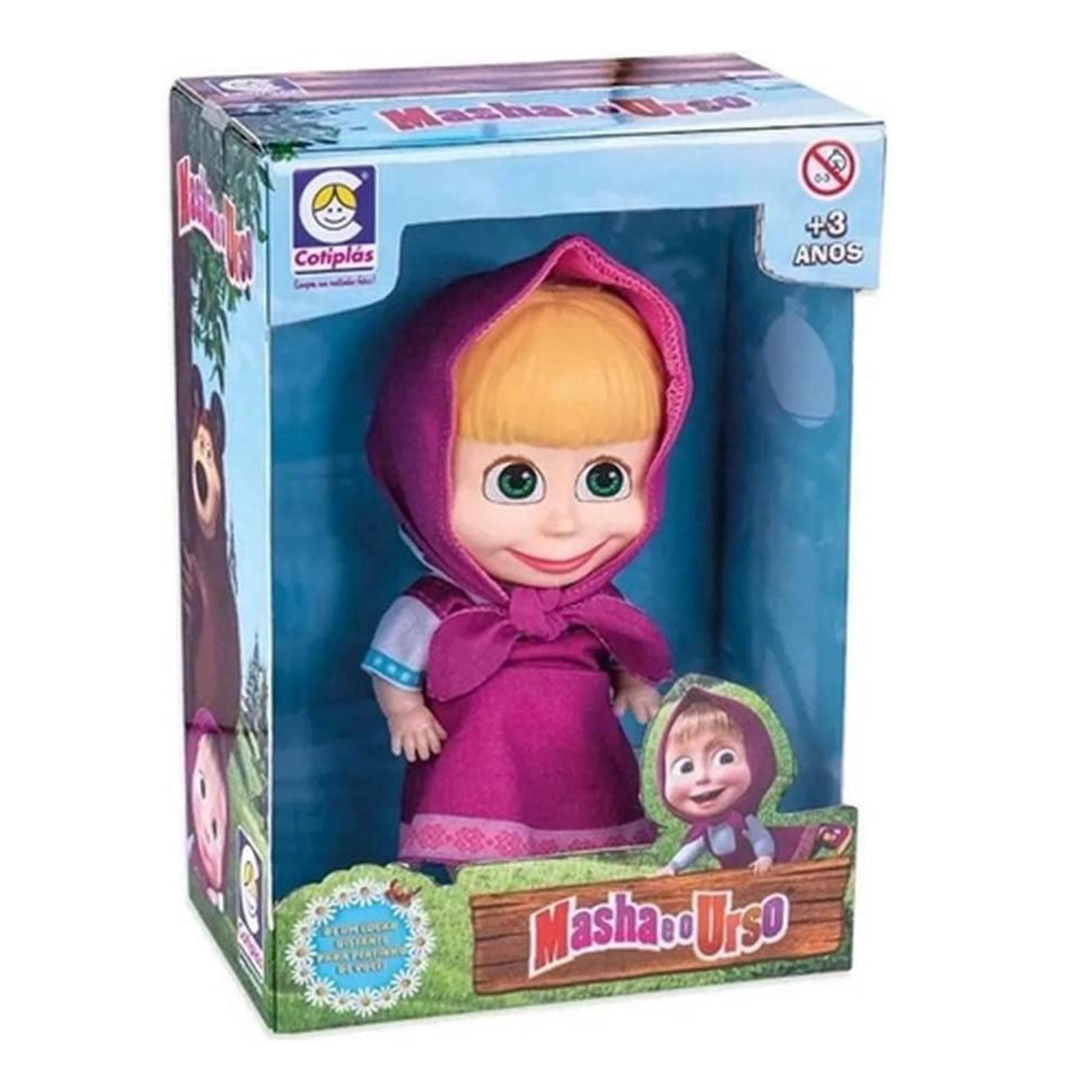 Brinquedo Boneca Masha 18cm Plástico Vinil Roupinha/Capuz Articulada Braços/Pernas Cotiplas -2465