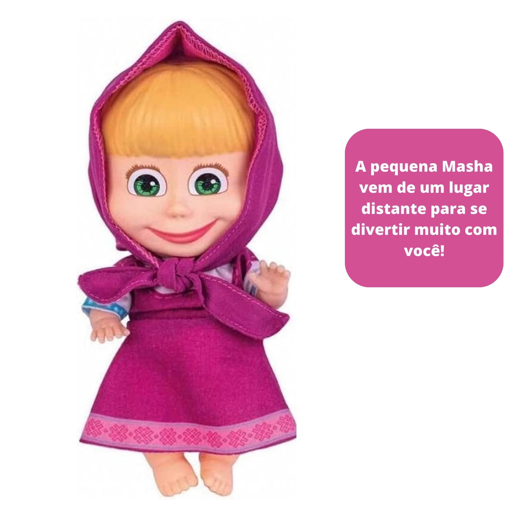 Brinquedo Boneca Masha 18cm Plástico Vinil Roupinha/Capuz Articulada Braços/Pernas Cotiplas -2465
