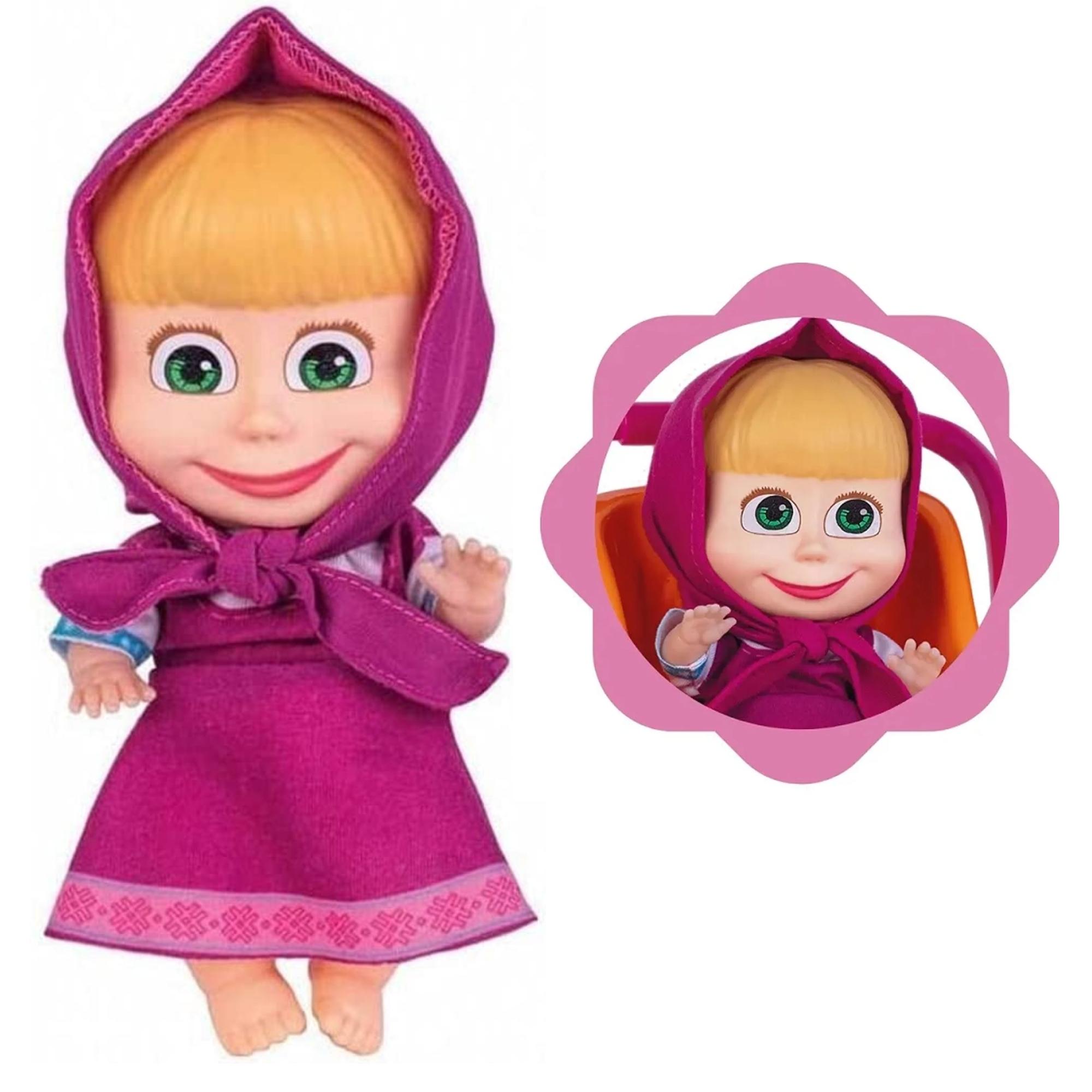 Brinquedo Boneca Masha 18cm Plástico Vinil Roupinha/Capuz Articulada Braços/Pernas Cotiplas -2465