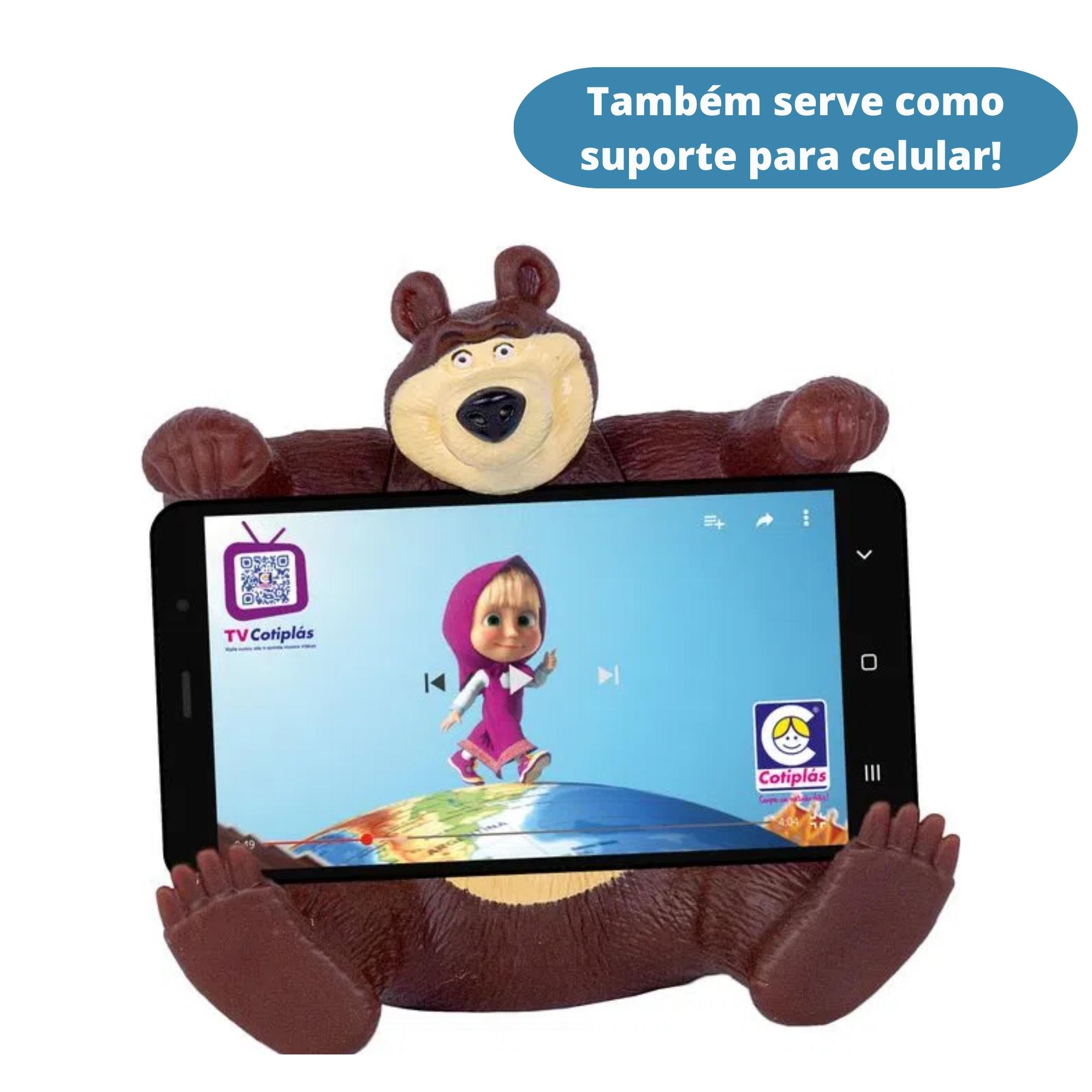 Brinquedo Boneco Urso da Masha em Plástico Vinil 18 cm Serve como Suporte Celular Cotiplas - 2466