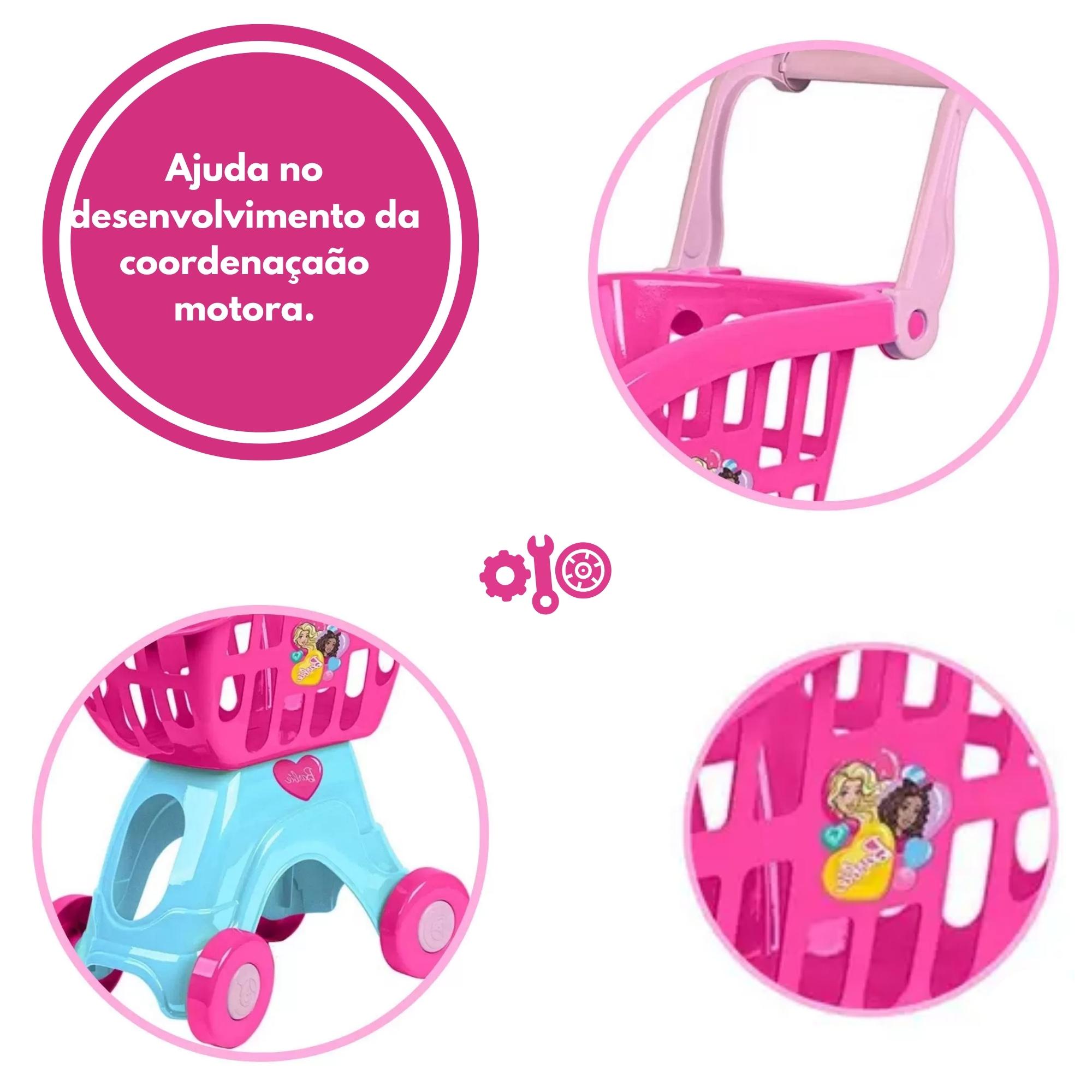 Brinquedo Carrinho de Compras Barbie Chef 50cm Brincando de ir ao Mercado e Feira Cotiplas 2493