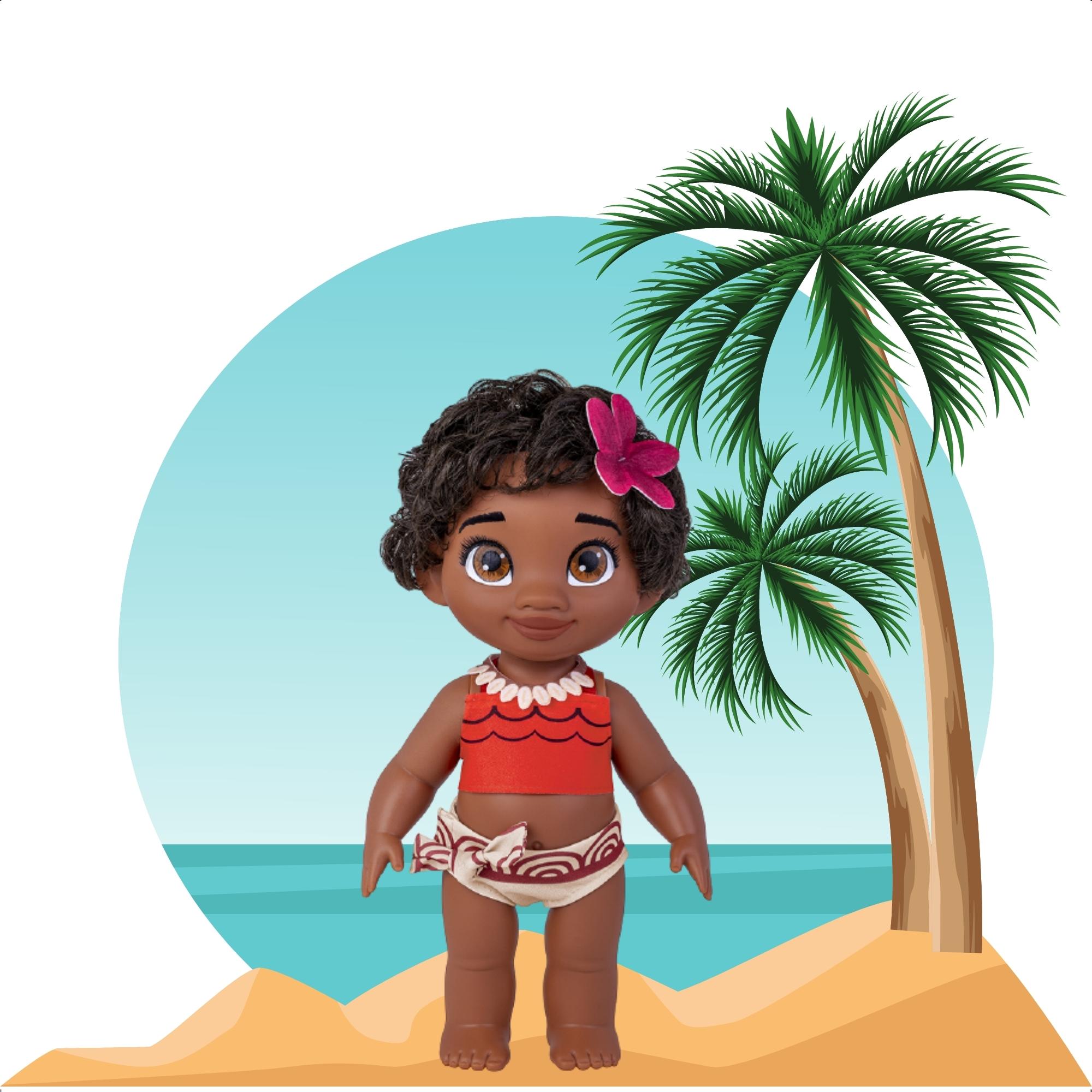 Brinquedo Boneca Bebê Princesa Disney Moana 36cm Plástico Vinil Cabelos Realista Cotiplas - 2504