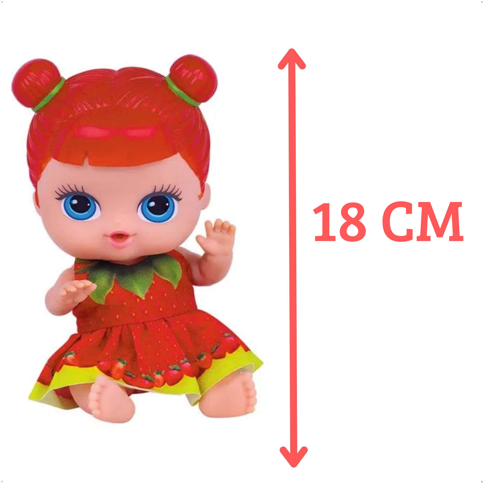 Brinquedo Boneca Coleção Frutinhas Cheirinho de Frutas Morango 18cm Plástico Vinil Cotiplas -2508
