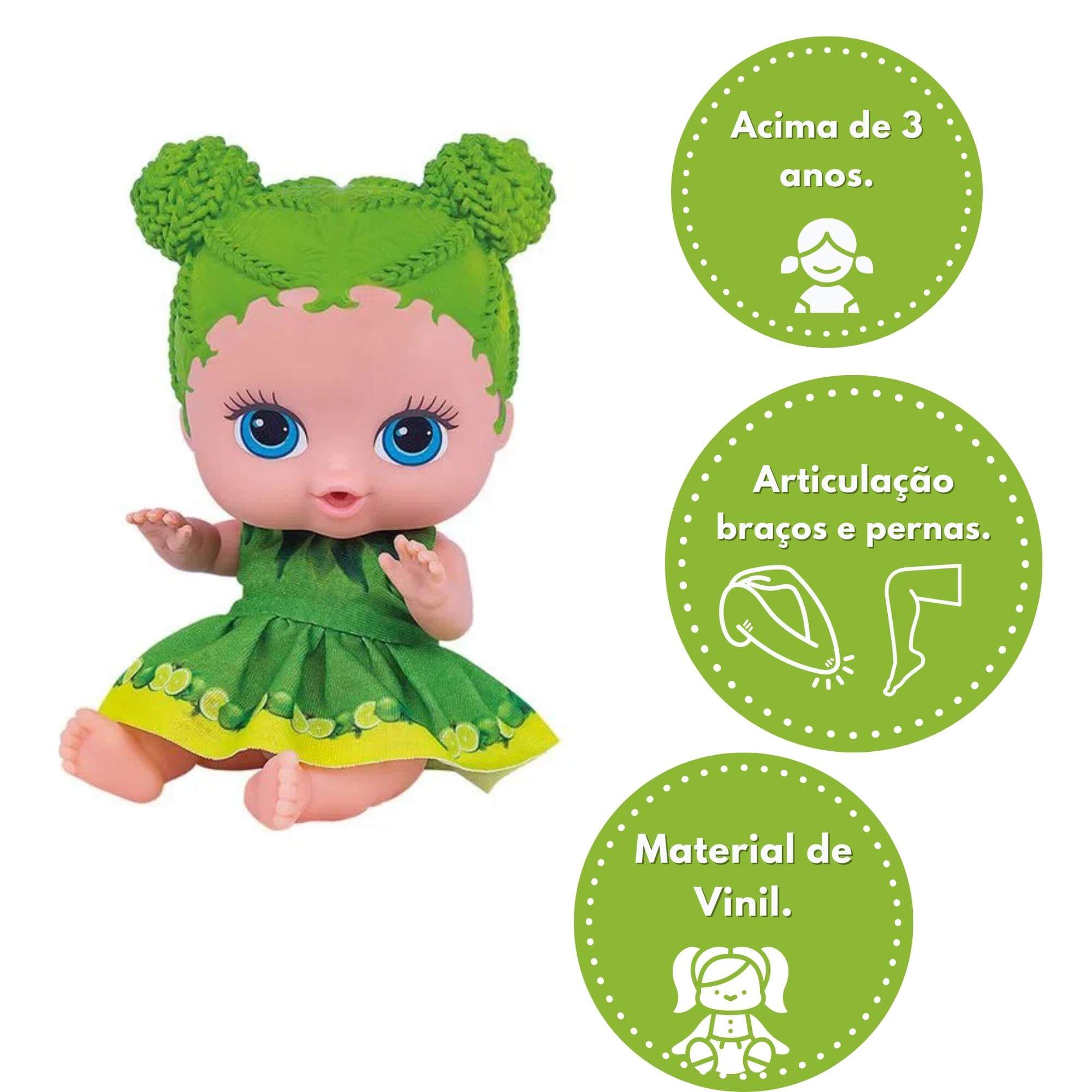 Brinquedos Boneca Coleção Frutinhas Limão Cheirinho Frutas Plástico Vinil 19cm Cotiplas-2512