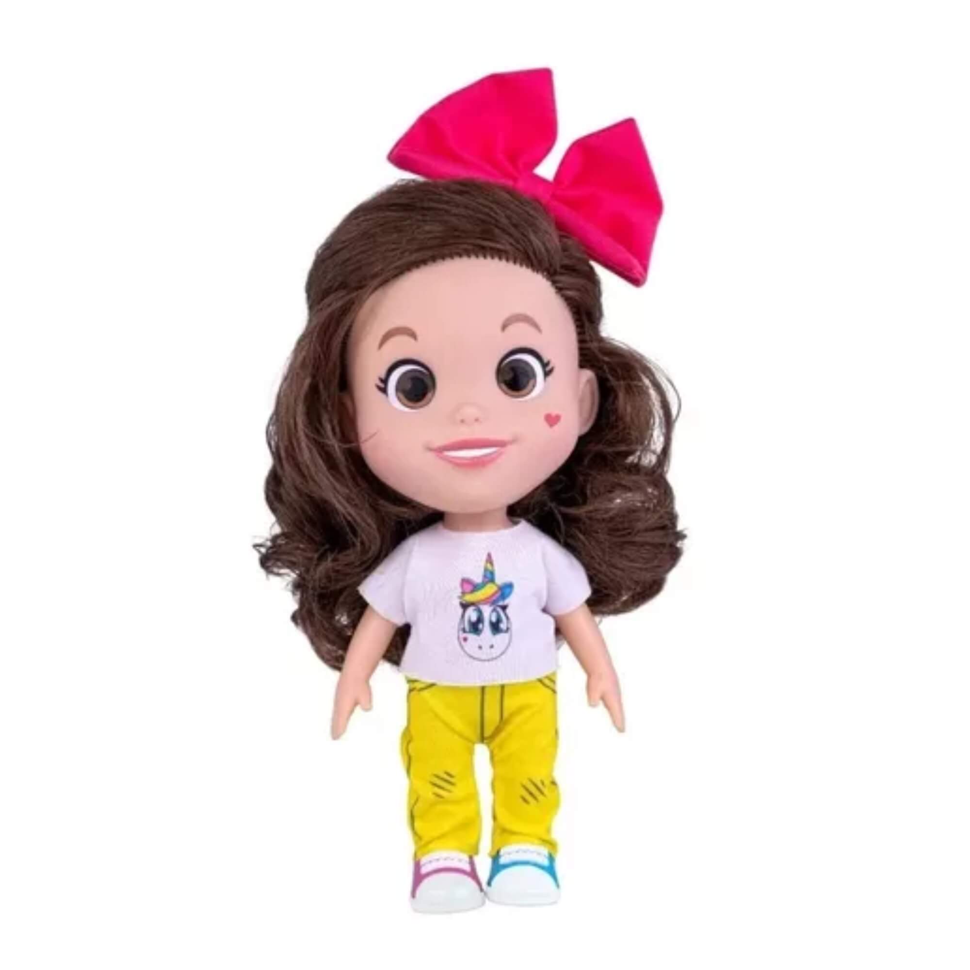 Brinquedo Boneca Influencer Valentina Pontes 26cm Plástico Vinil + Laço na Cabeça Cotiplas - 2526