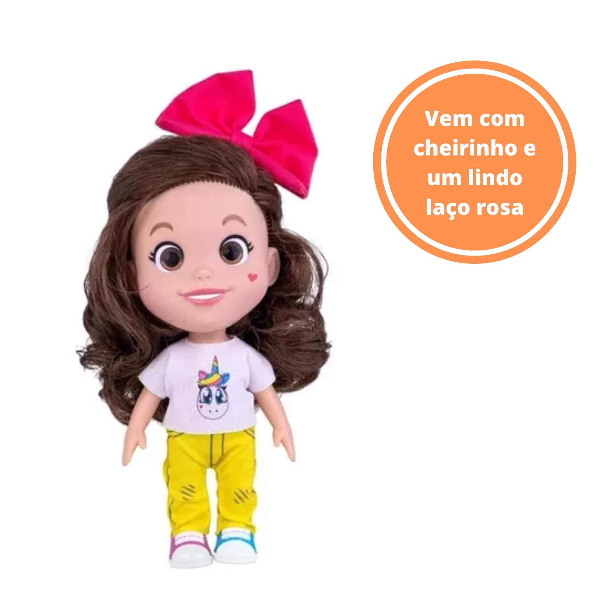 Brinquedo Boneca Influencer Valentina Pontes 26cm Plástico Vinil + Laço na Cabeça Cotiplas - 2526