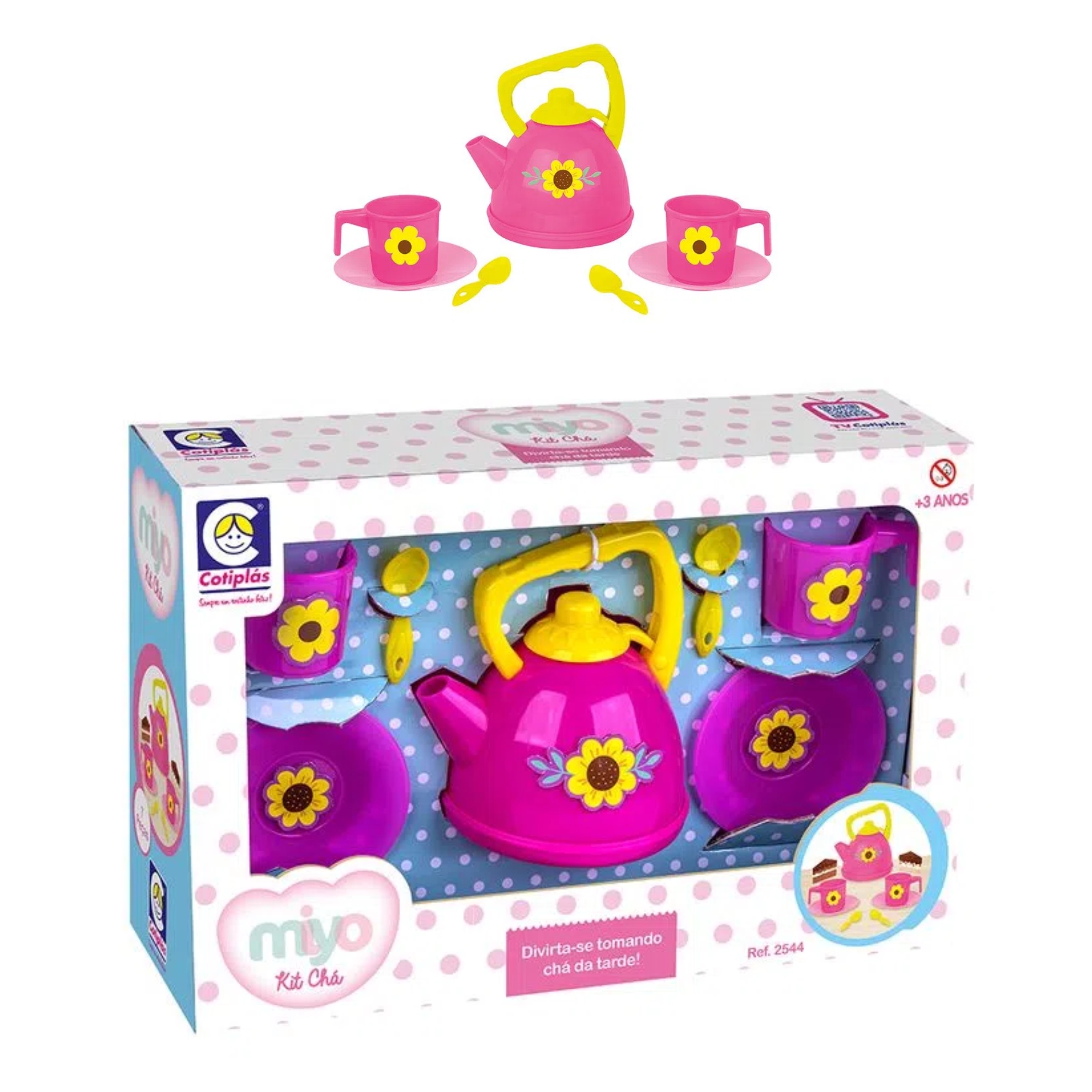 Brinquedo Kit Hora do Chá Composto por Pires,Colher,Bule e Xicaras em Plástico Cotiplas - 2544
