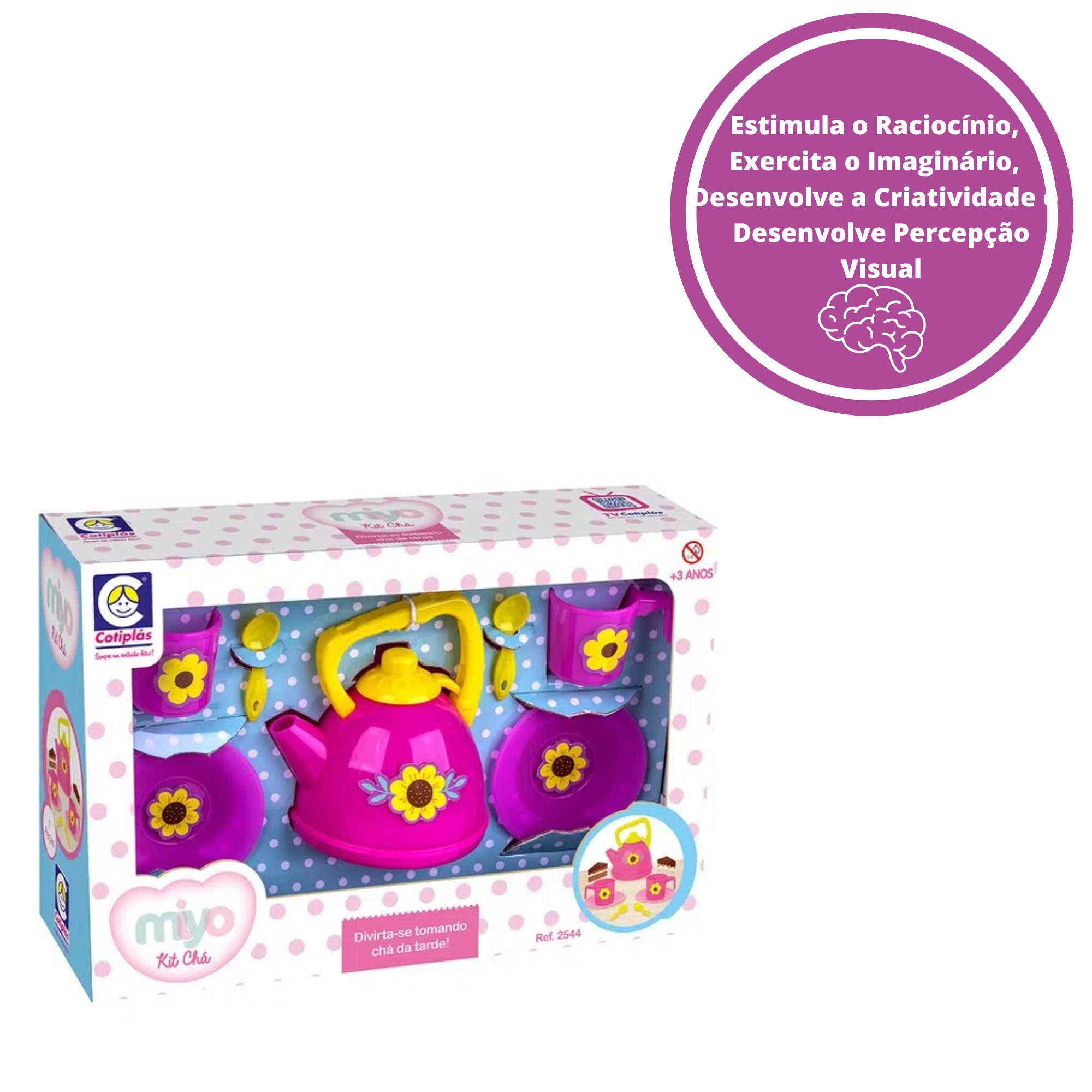 Brinquedo Kit Hora do Chá Composto por Pires,Colher,Bule e Xicaras em Plástico Cotiplas - 2544
