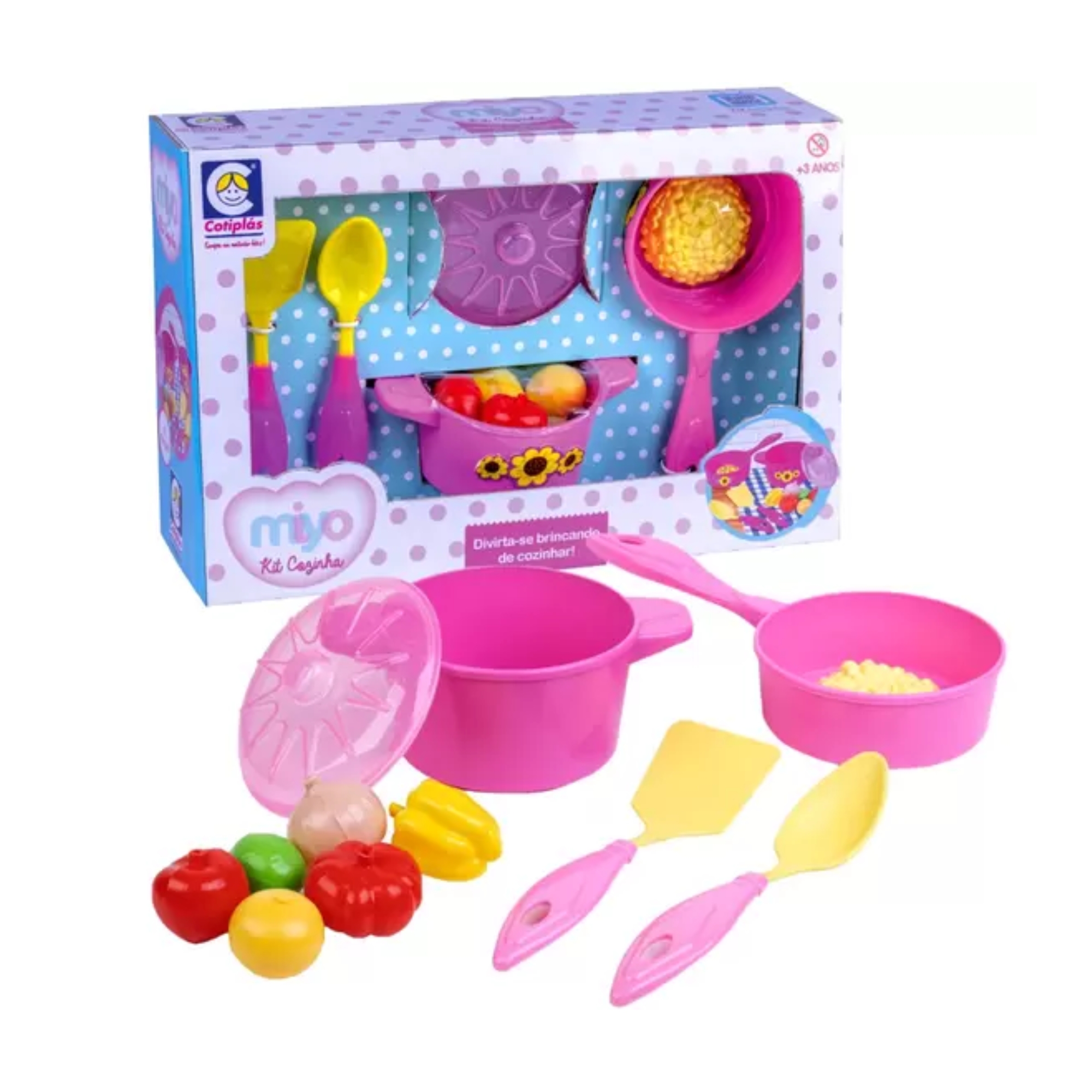 Brinquedo Miko Kit Cozinha Infantil com Utensílios de Plástico 12 Peças +3 Anos Cotiplas - 2545