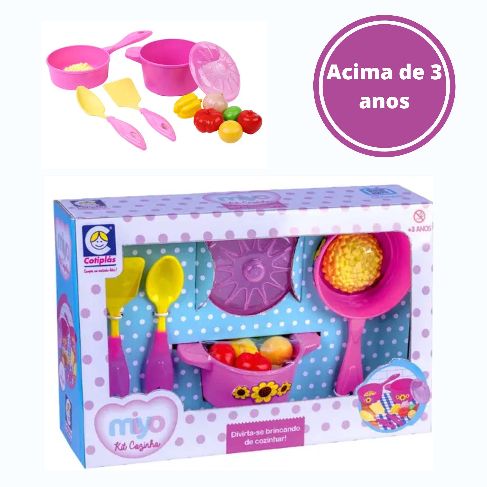 Brinquedo Miko Kit Cozinha Infantil com Utensílios de Plástico 12 Peças +3 Anos Cotiplas - 2545