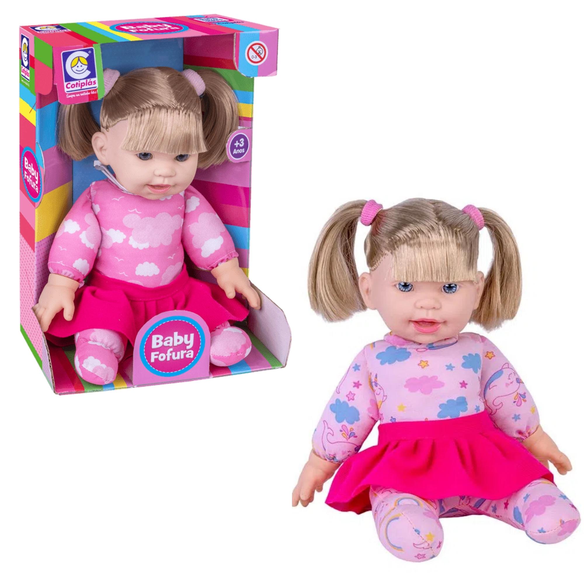 Brinquedo Boneca Baby Fofura Sortida Cabelo Loiro Plástico Vinil 25cm +3 Anos Cotiplas - 2586