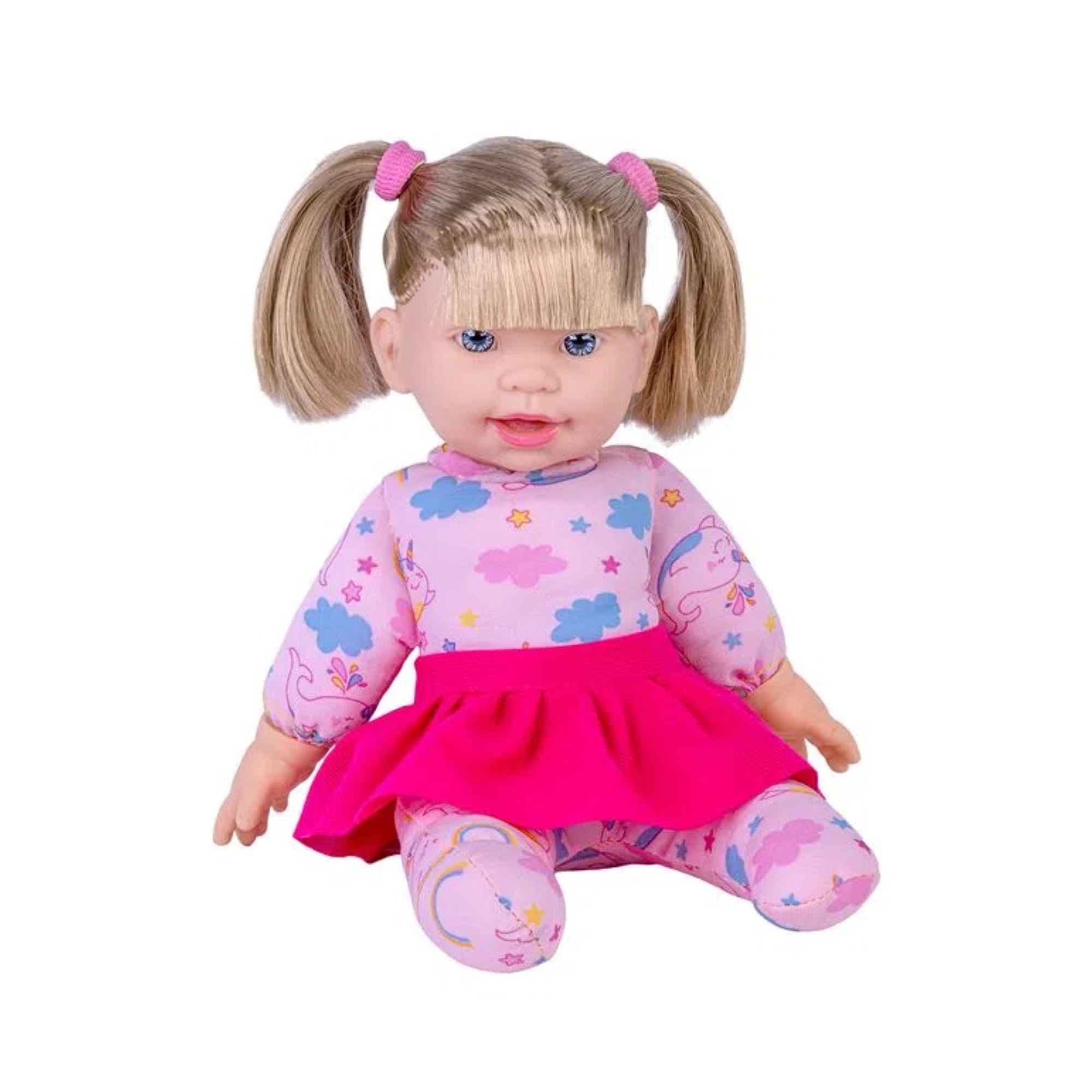 Brinquedo Boneca Baby Fofura Sortida Cabelo Loiro Plástico Vinil 25cm +3 Anos Cotiplas - 2586