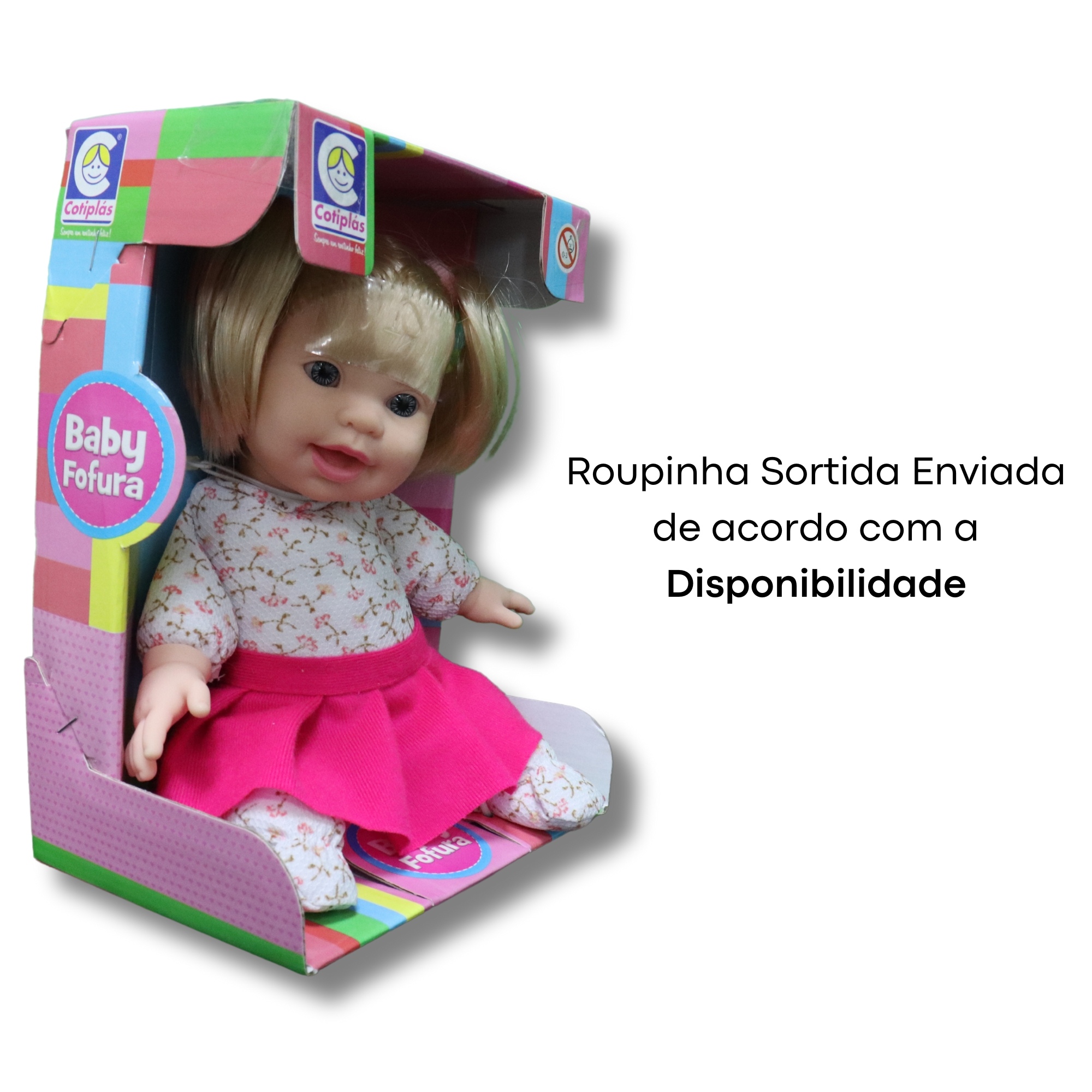 Brinquedo Boneca Baby Fofura Sortida Cabelo Loiro Plástico Vinil 25cm +3 Anos Cotiplas - 2586