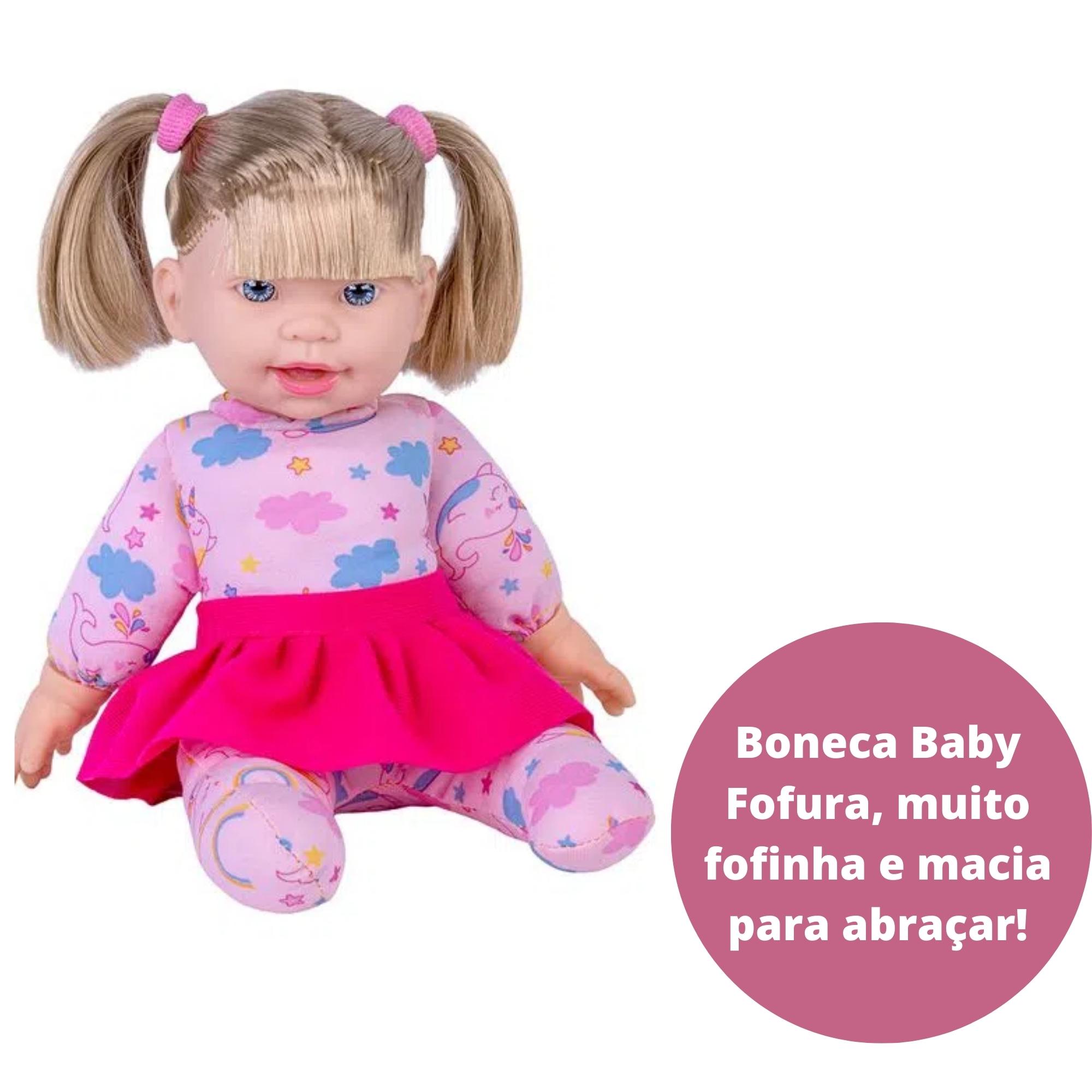 Brinquedo Boneca Baby Fofura Sortida Cabelo Loiro Plástico Vinil 25cm +3 Anos Cotiplas - 2586
