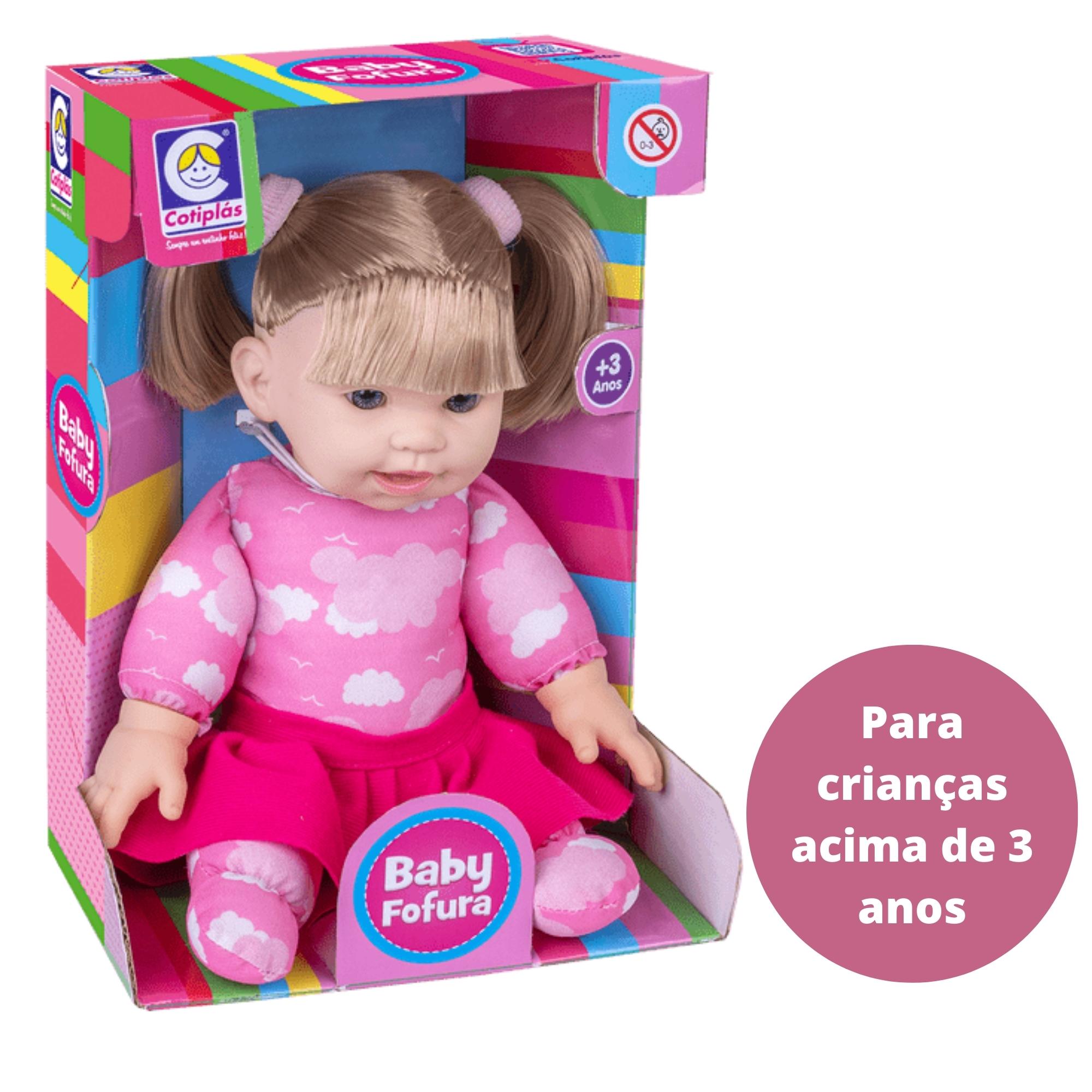 Brinquedo Boneca Baby Fofura Sortida Cabelo Loiro Plástico Vinil 25cm +3 Anos Cotiplas - 2586