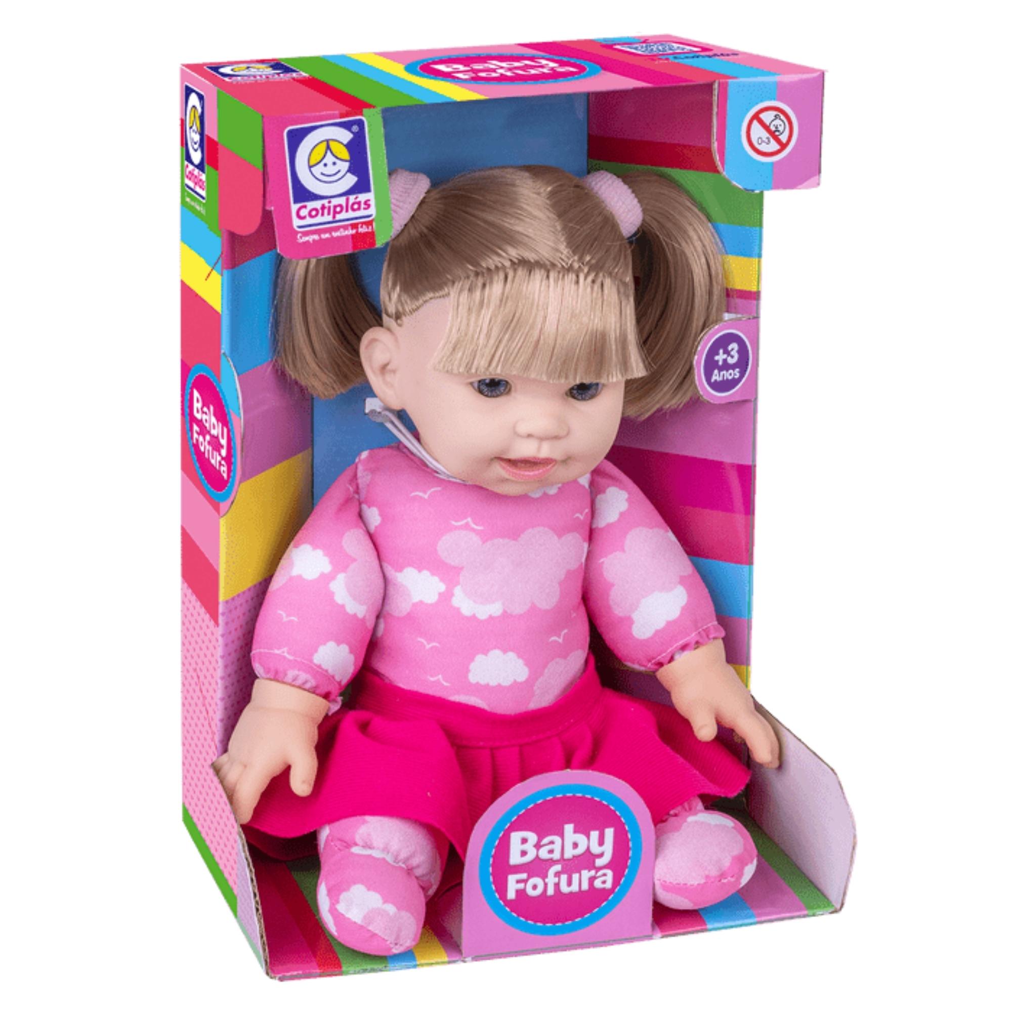 Brinquedo Boneca Baby Fofura Sortida Cabelo Loiro Plástico Vinil 25cm +3 Anos Cotiplas - 2586