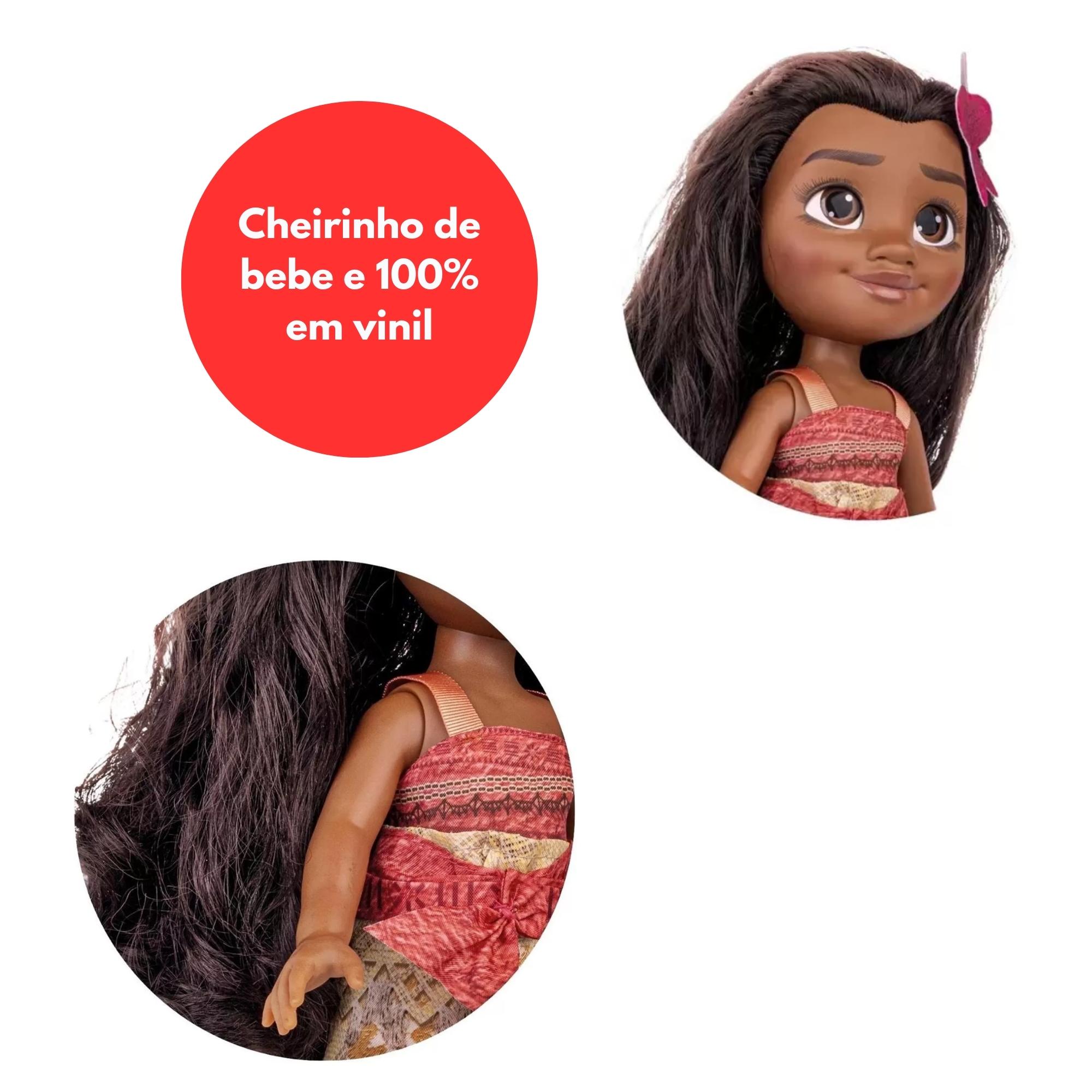 Brinquedo Boneca Princesa Moana 36cm Porquinho Pua 8cm Disney Plástico Vinil +3 Anos Cotiplas-2600