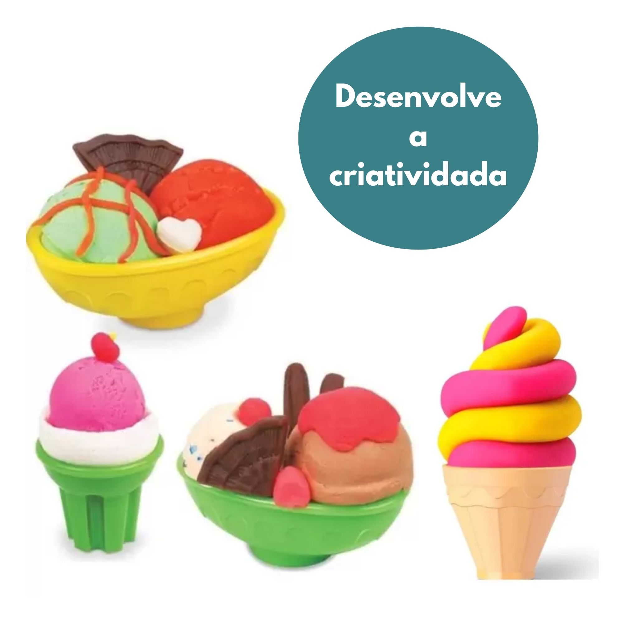 Brinquedo Sorveteria de Massinha Coti Massa Tutti Frutti + Acessórios e Moldes Cotiplas - 2632