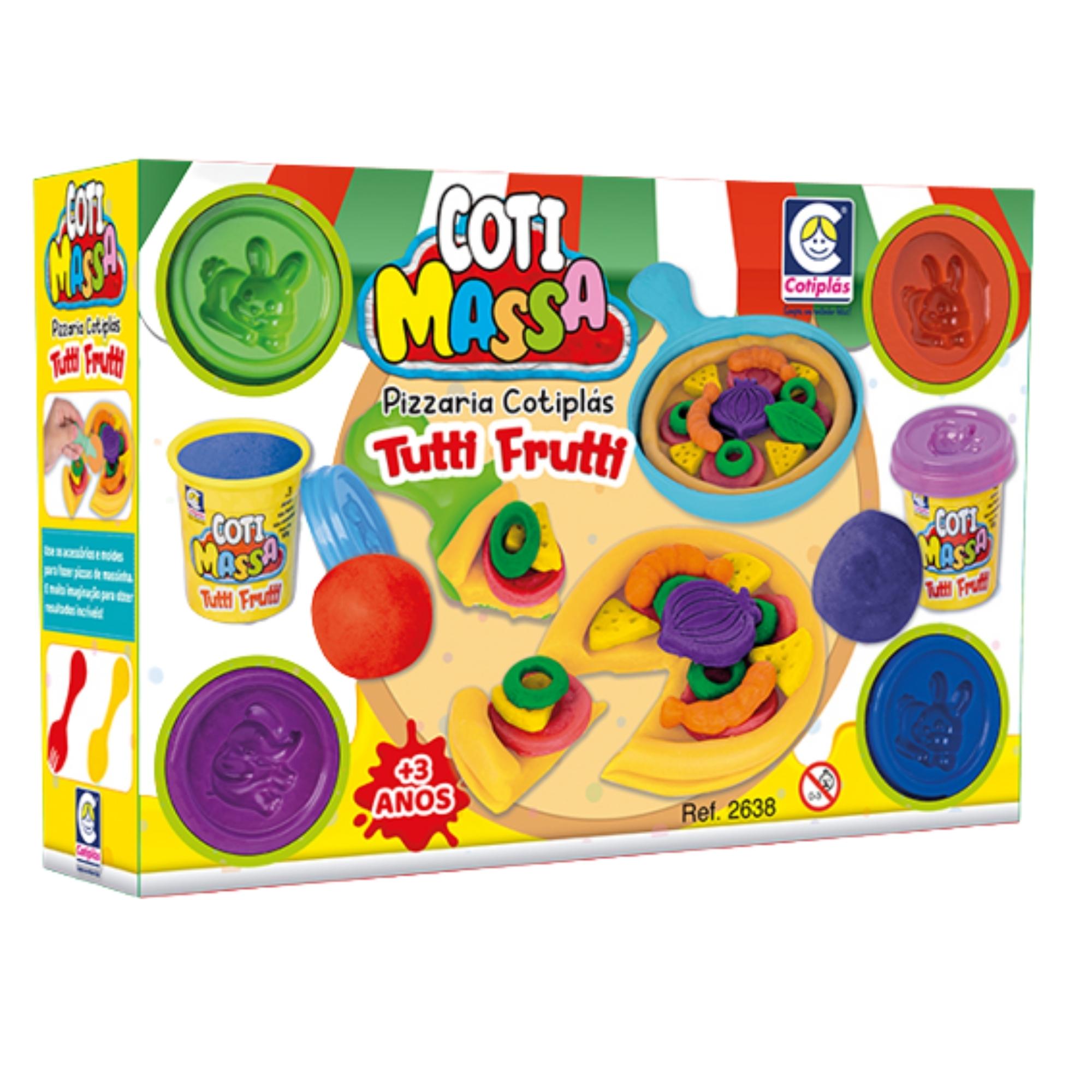 Brinquedo Pizzaria de Massinha Coti Massa Tutti Frutti + Acessórios de Cozinha Cotiplas - 2638