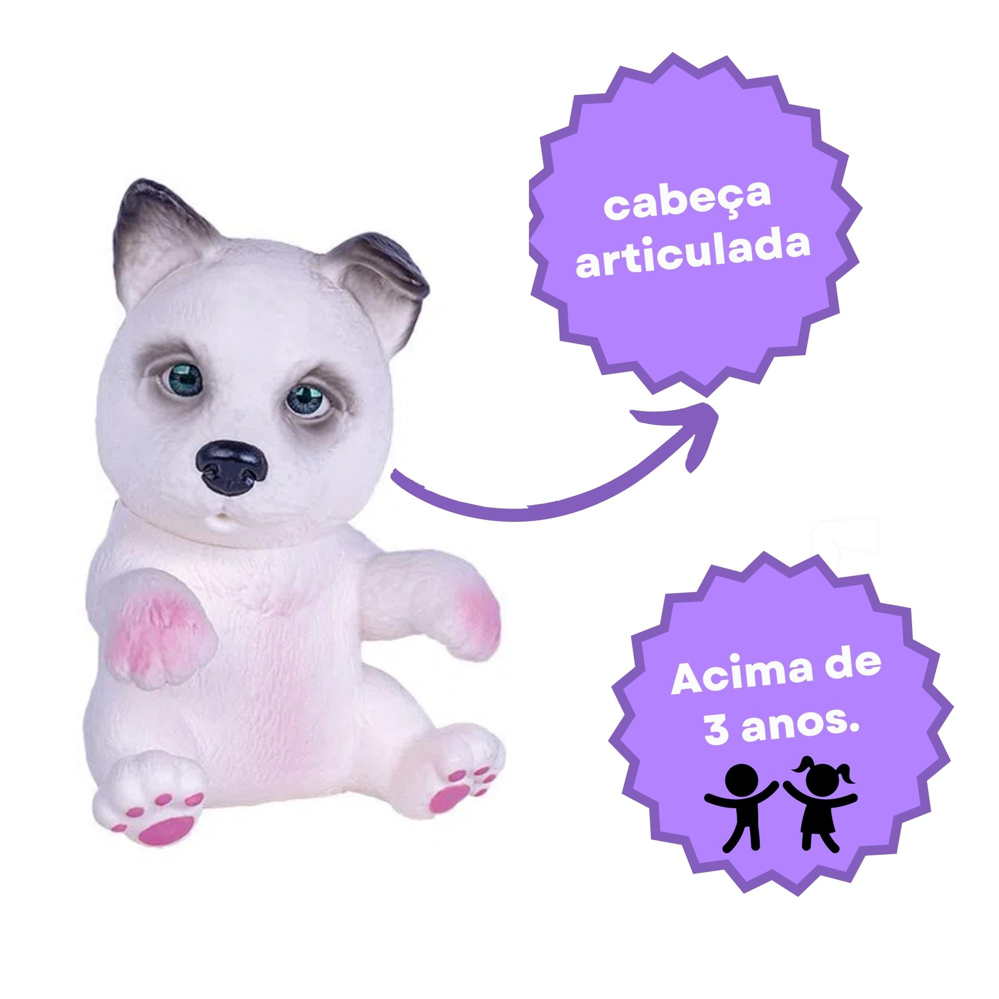Brinquedo Cachorrinho Filhote Pet Love Husky 11cm Plástico Vinil 3+ anos Cotiplas - 2668