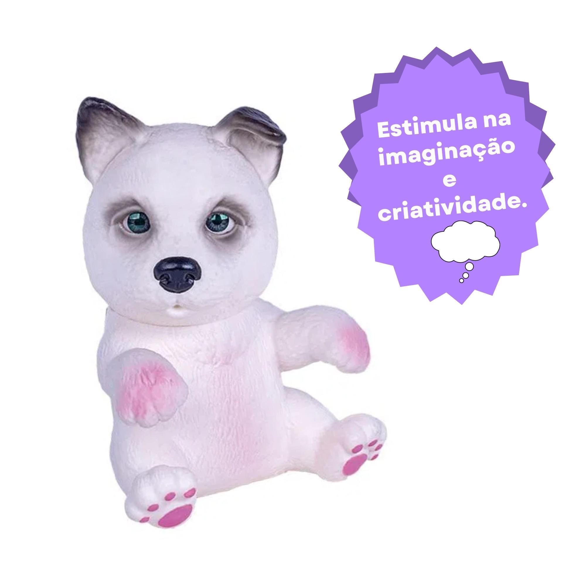Brinquedo Cachorrinho Filhote Pet Love Husky 11cm Plástico Vinil 3+ anos Cotiplas - 2668