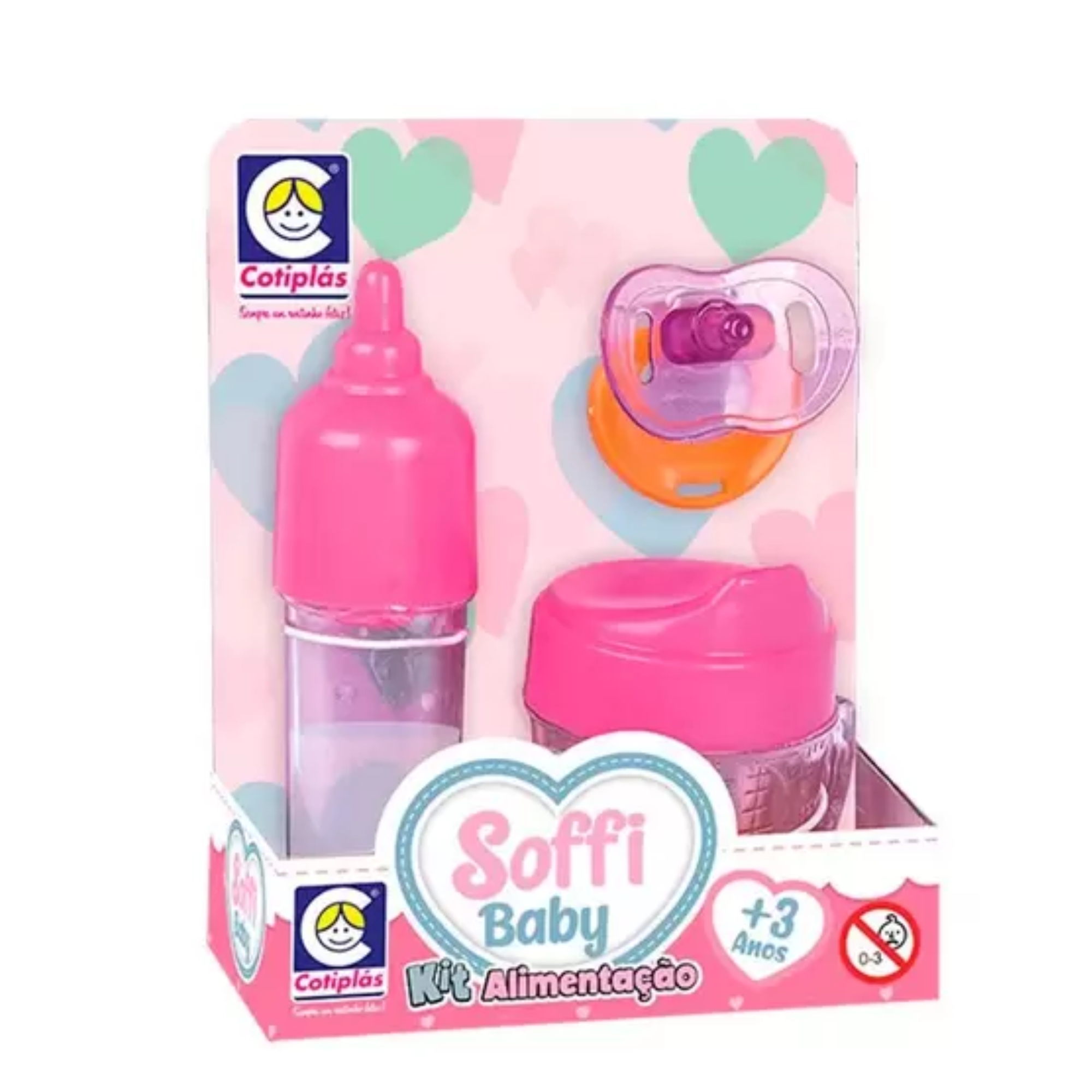 Brinquedo Soffy Babby Kit Alimentação com Mamadeira / Chupeta e Suquinho Cotiplas - 2673