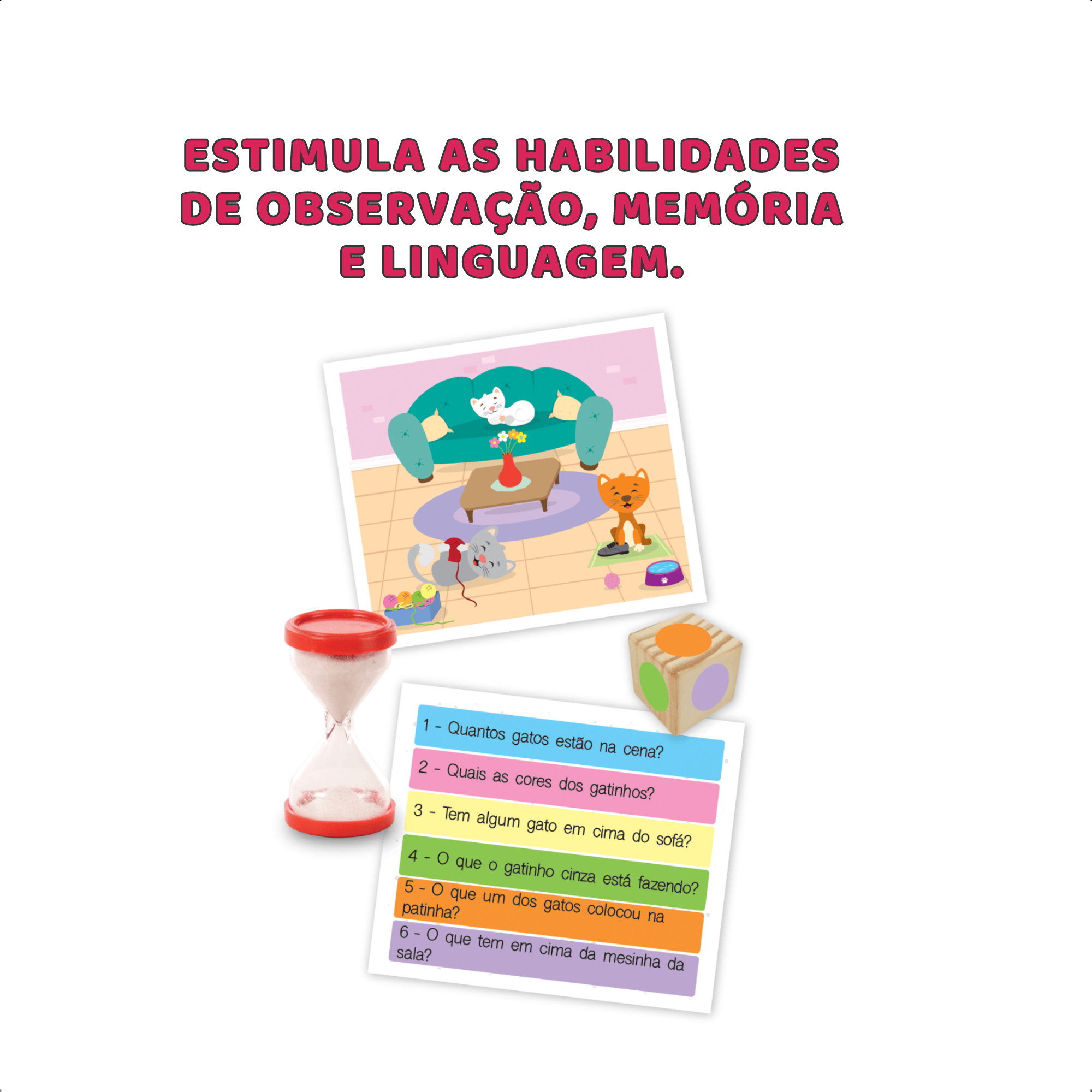Jogo Infantil Educativo Gato de Sapato com 30 Cartas Estimula a Memória Nig - 0456