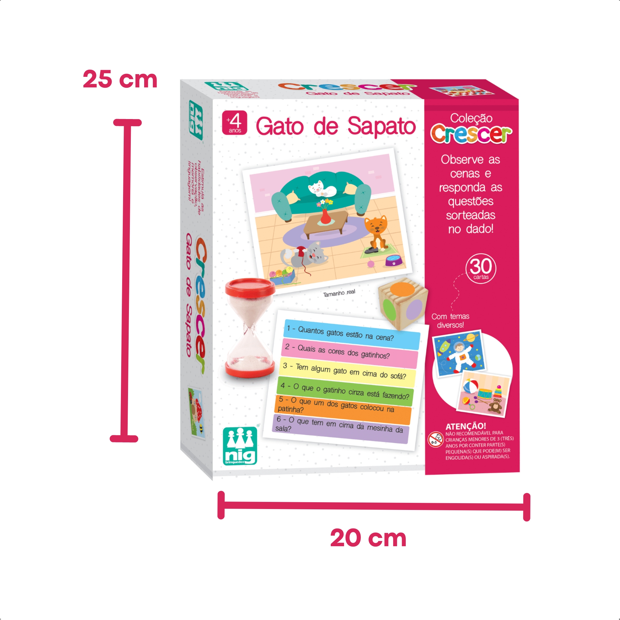 Jogo Infantil Educativo Gato de Sapato com 30 Cartas Estimula a Memória Nig - 0456