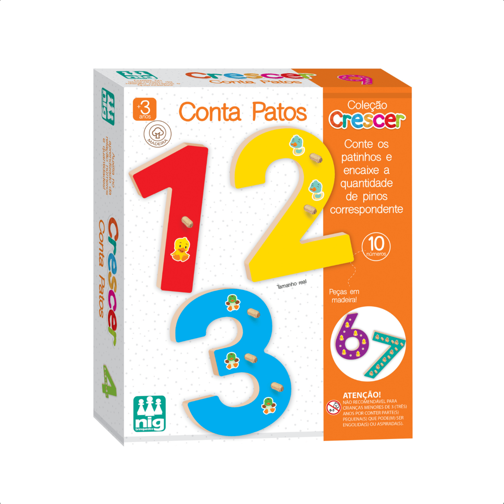Jogo Infantil Conta Patos Encaixe Números Brinquedo Coordenação Motora Lógica - Nig 0458